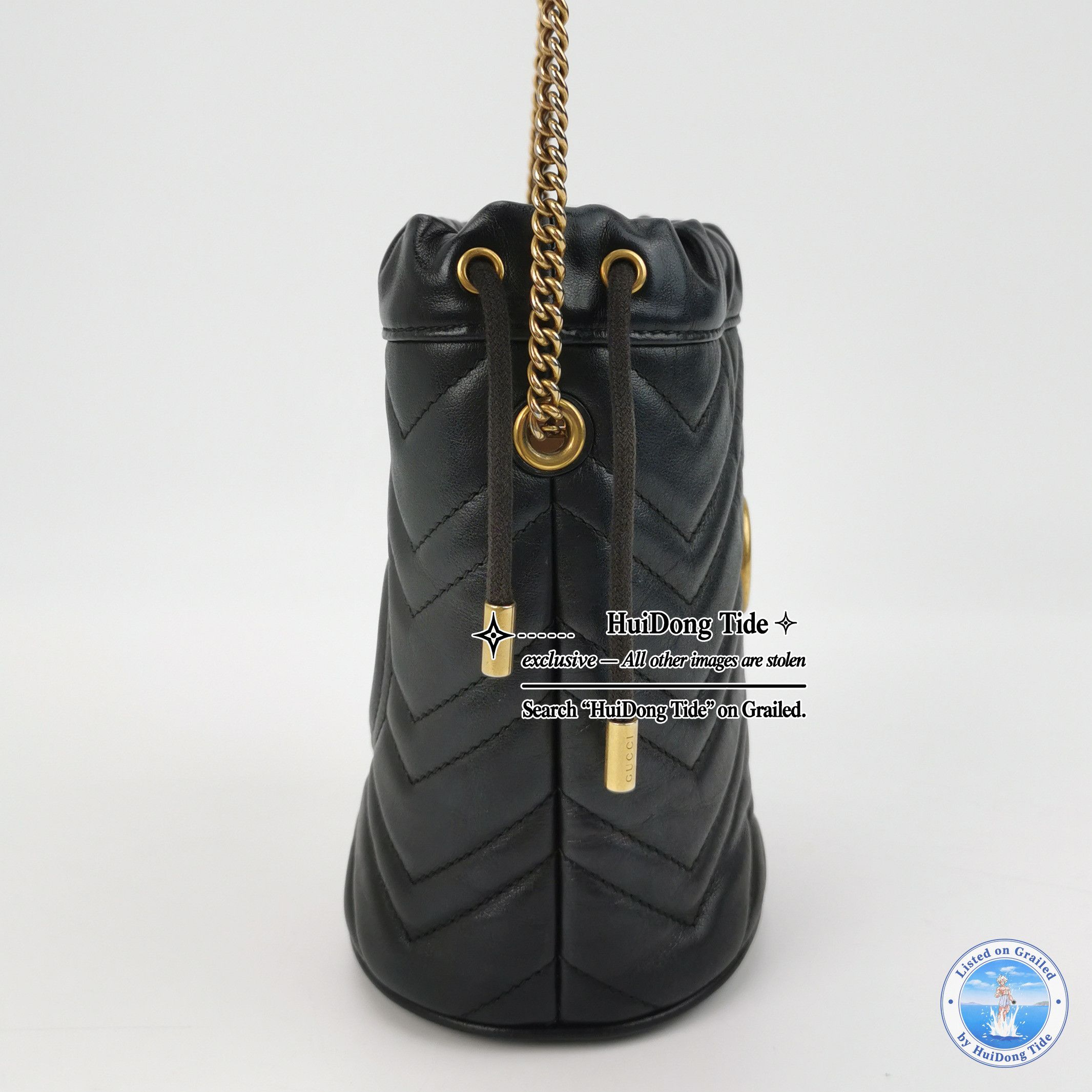 Gucci Gucci GG Marmont Black Leather Bucket Bag One Size Size ONE SIZE - 4 Thumbnail