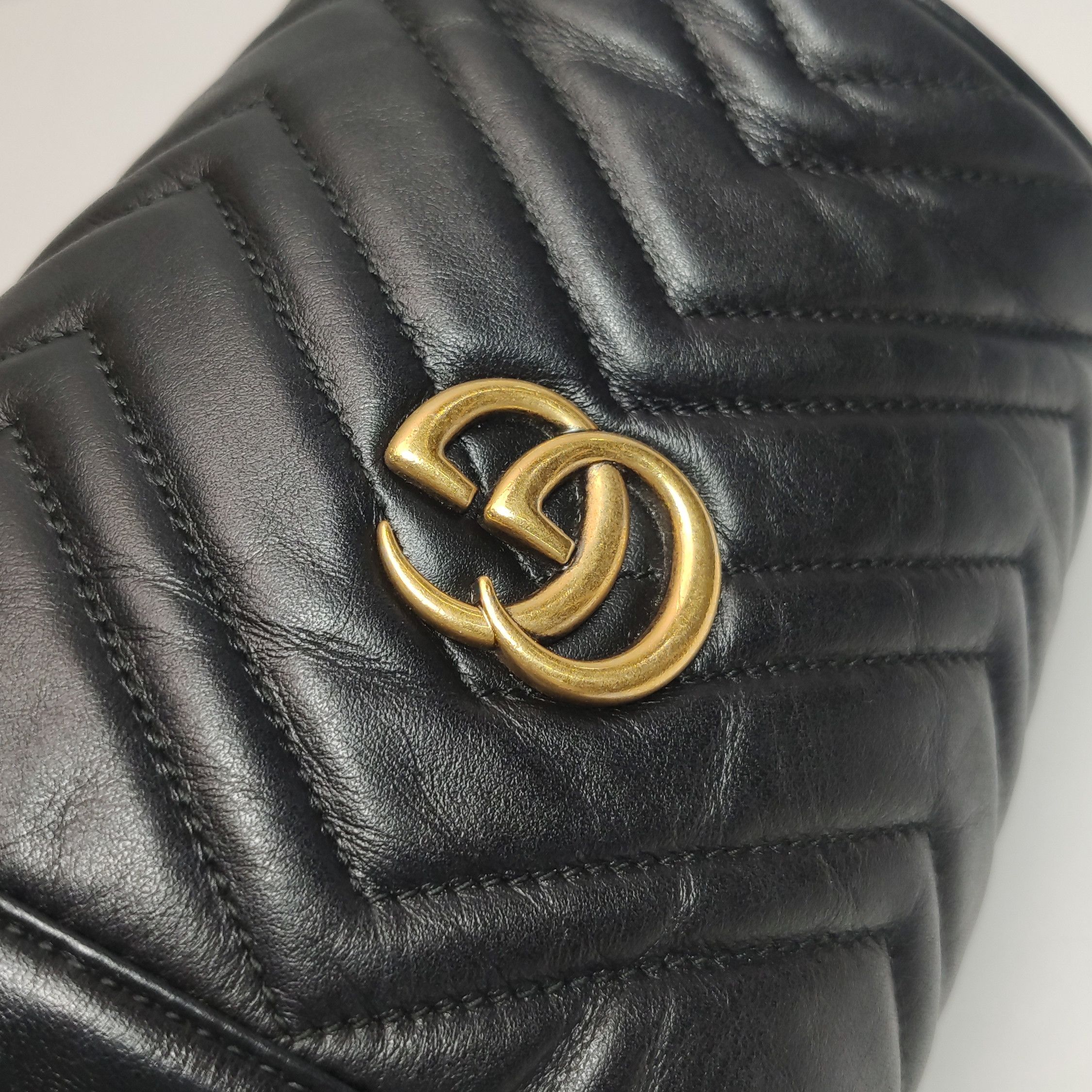 Gucci Gucci GG Marmont Black Leather Bucket Bag One Size Size ONE SIZE - 11 Thumbnail