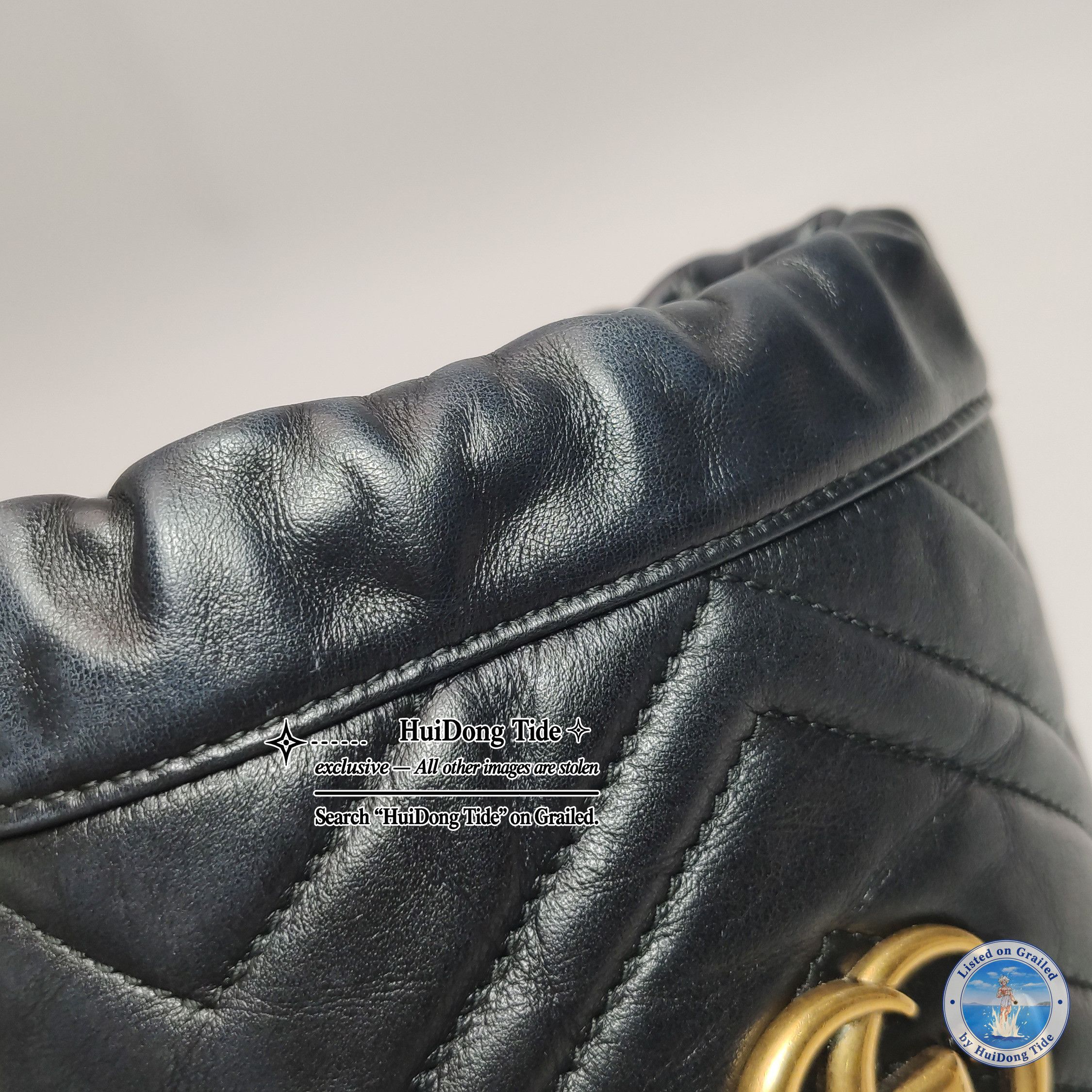 Gucci Gucci GG Marmont Black Leather Bucket Bag One Size Size ONE SIZE - 16 Thumbnail