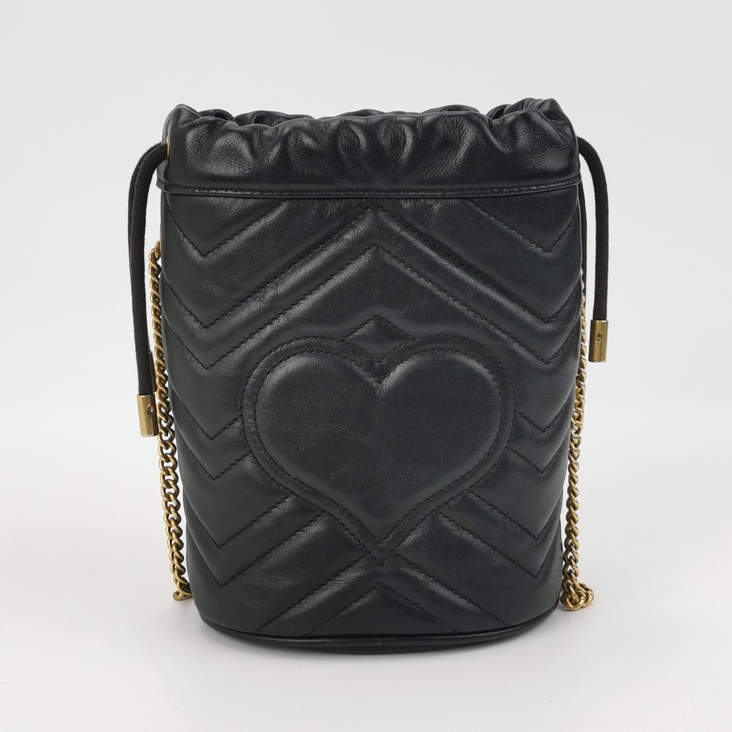 Gucci Gucci GG Marmont Black Leather Bucket Bag One Size Size ONE SIZE - 5 Thumbnail