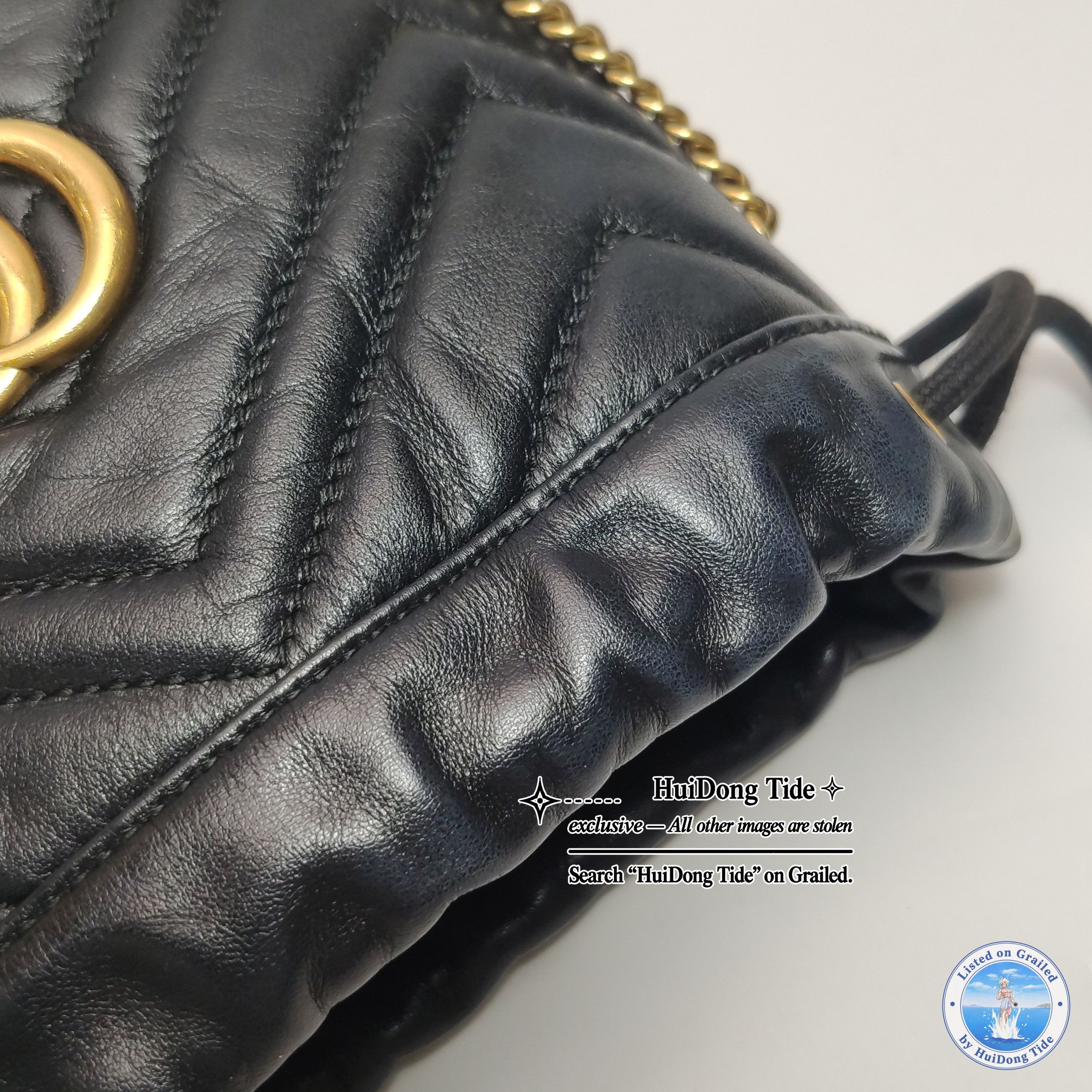 Gucci Gucci GG Marmont Black Leather Bucket Bag One Size Size ONE SIZE - 19 Thumbnail