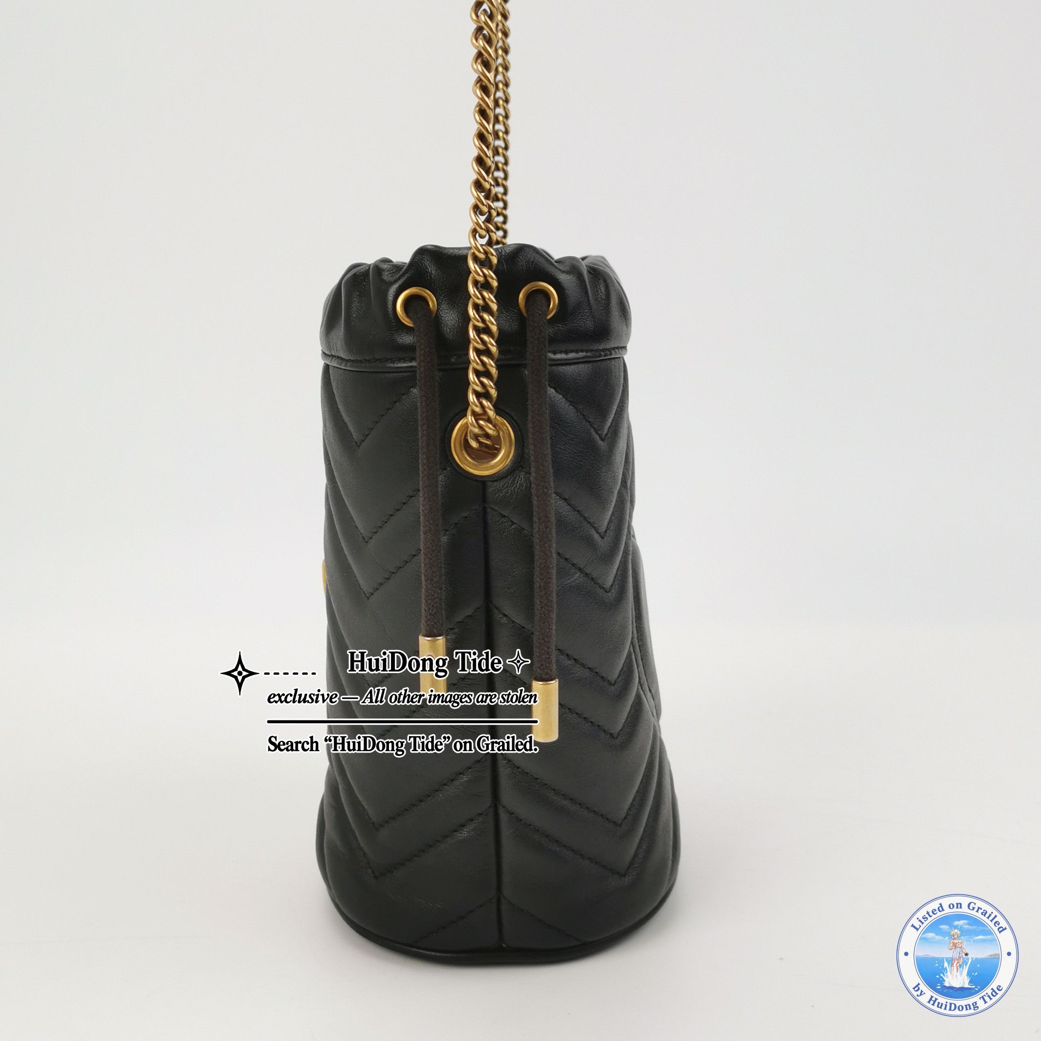 Gucci Gucci GG Marmont Black Leather Bucket Bag One Size Size ONE SIZE - 3 Thumbnail