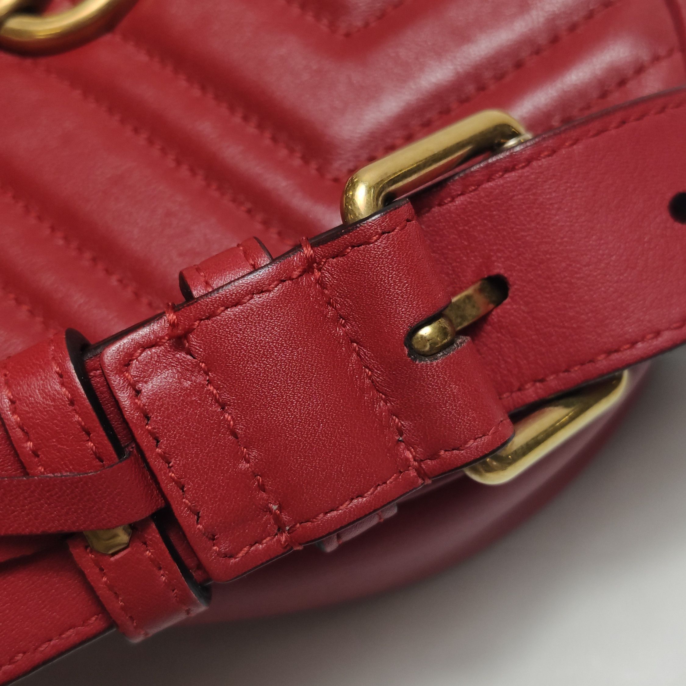Gucci Gucci GG Marmont Red Leather Belt Bag One Size Size ONE SIZE - 12 Thumbnail