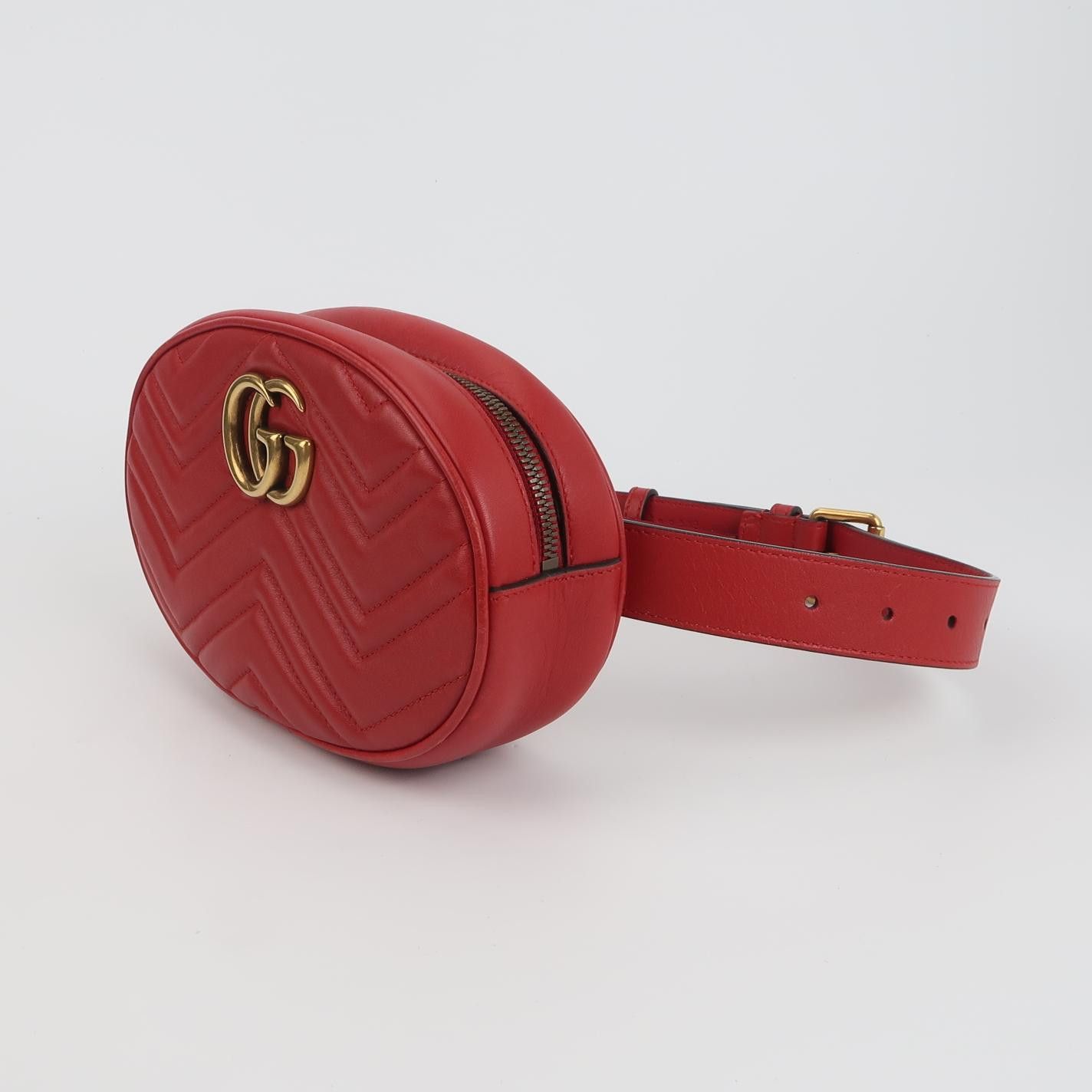 Gucci Gucci GG Marmont Red Leather Belt Bag One Size Size ONE SIZE - 3 Thumbnail
