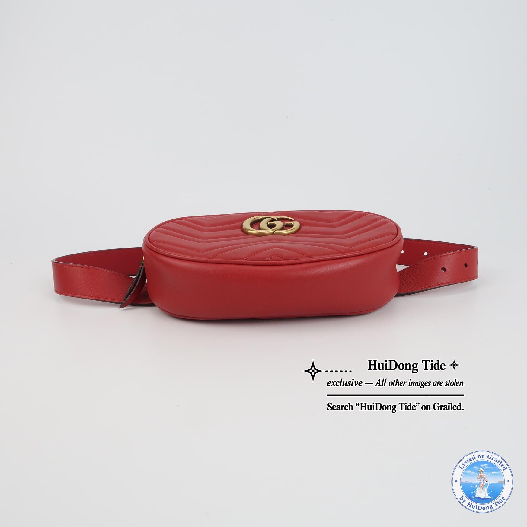 Gucci Gucci GG Marmont Red Leather Belt Bag One Size Size ONE SIZE - 6 Thumbnail