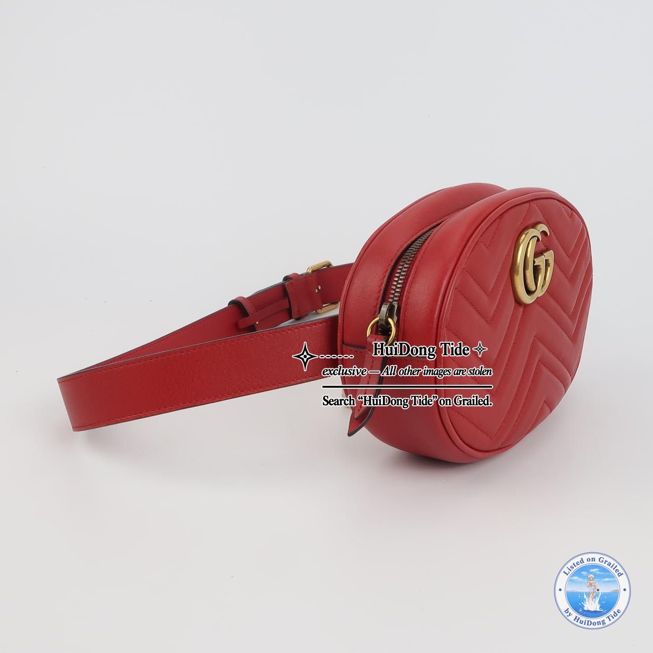 Gucci Gucci GG Marmont Red Leather Belt Bag One Size Size ONE SIZE - 4 Thumbnail