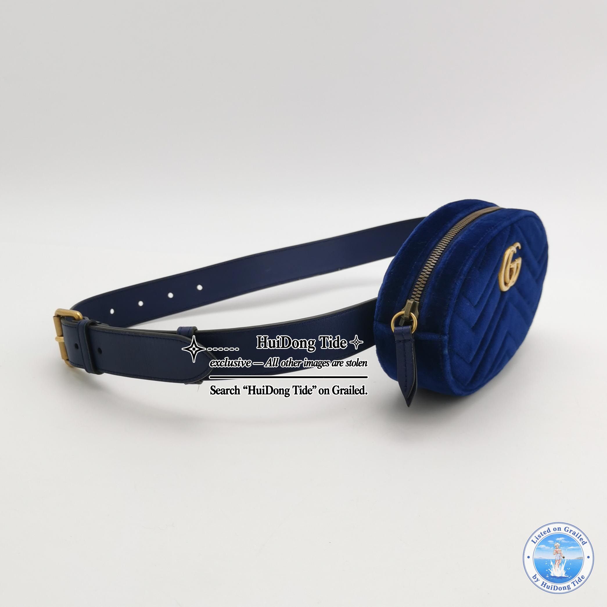 Gucci Gucci GG Marmont Velvet Belt Bag Blue Size ONE SIZE - 3 Thumbnail