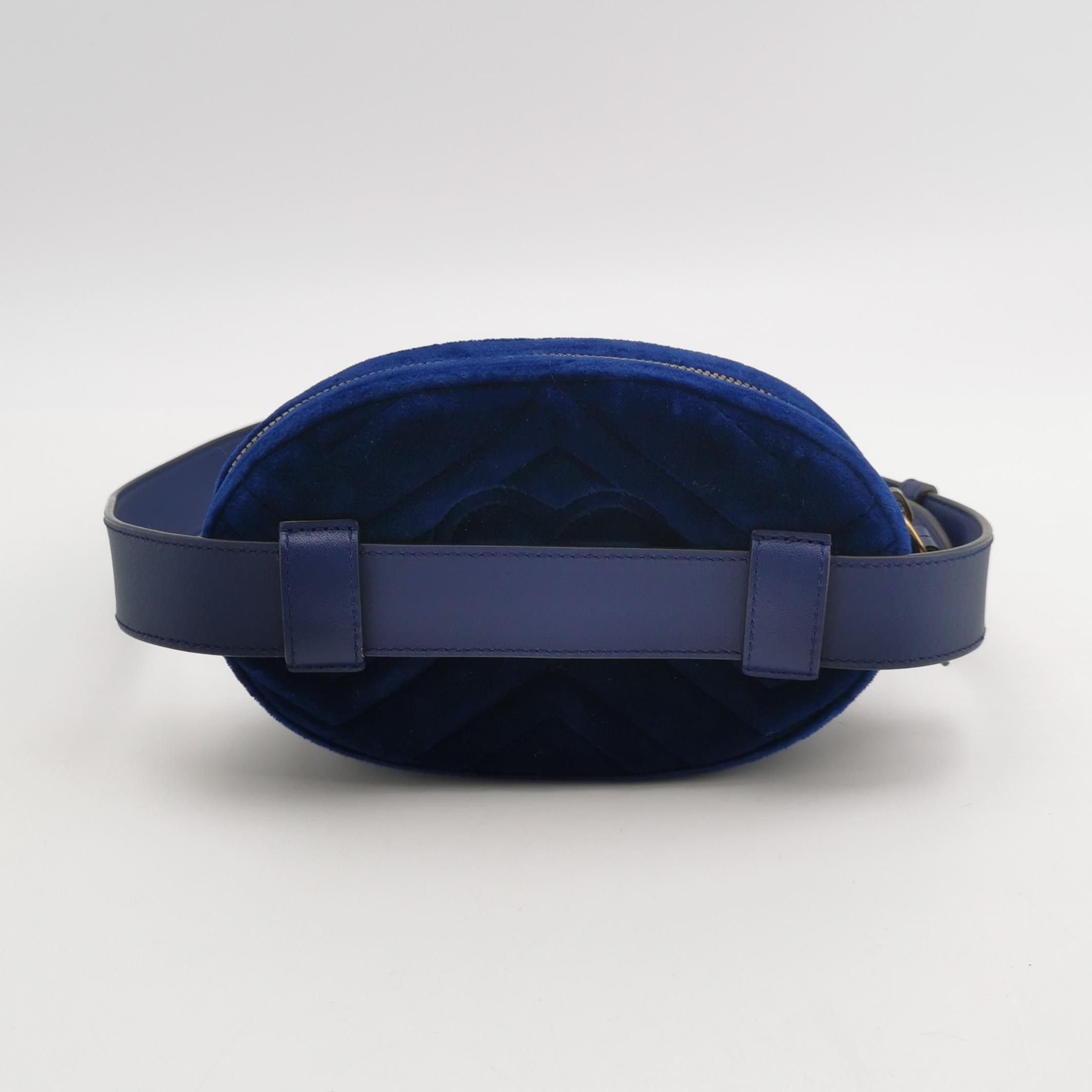 Gucci Gucci GG Marmont Velvet Belt Bag Blue Size ONE SIZE - 4 Thumbnail