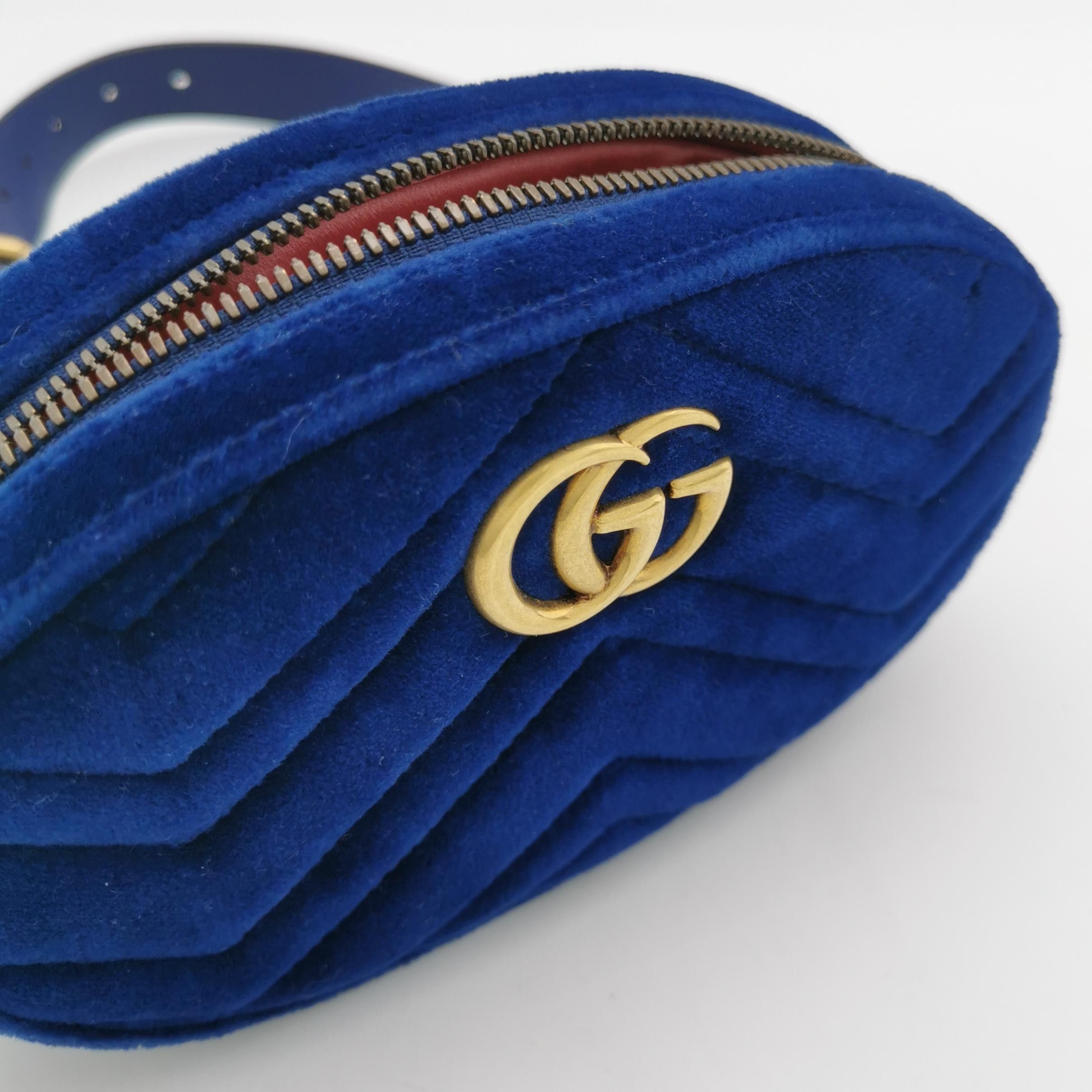 Gucci Gucci GG Marmont Velvet Belt Bag Blue Size ONE SIZE - 8 Thumbnail