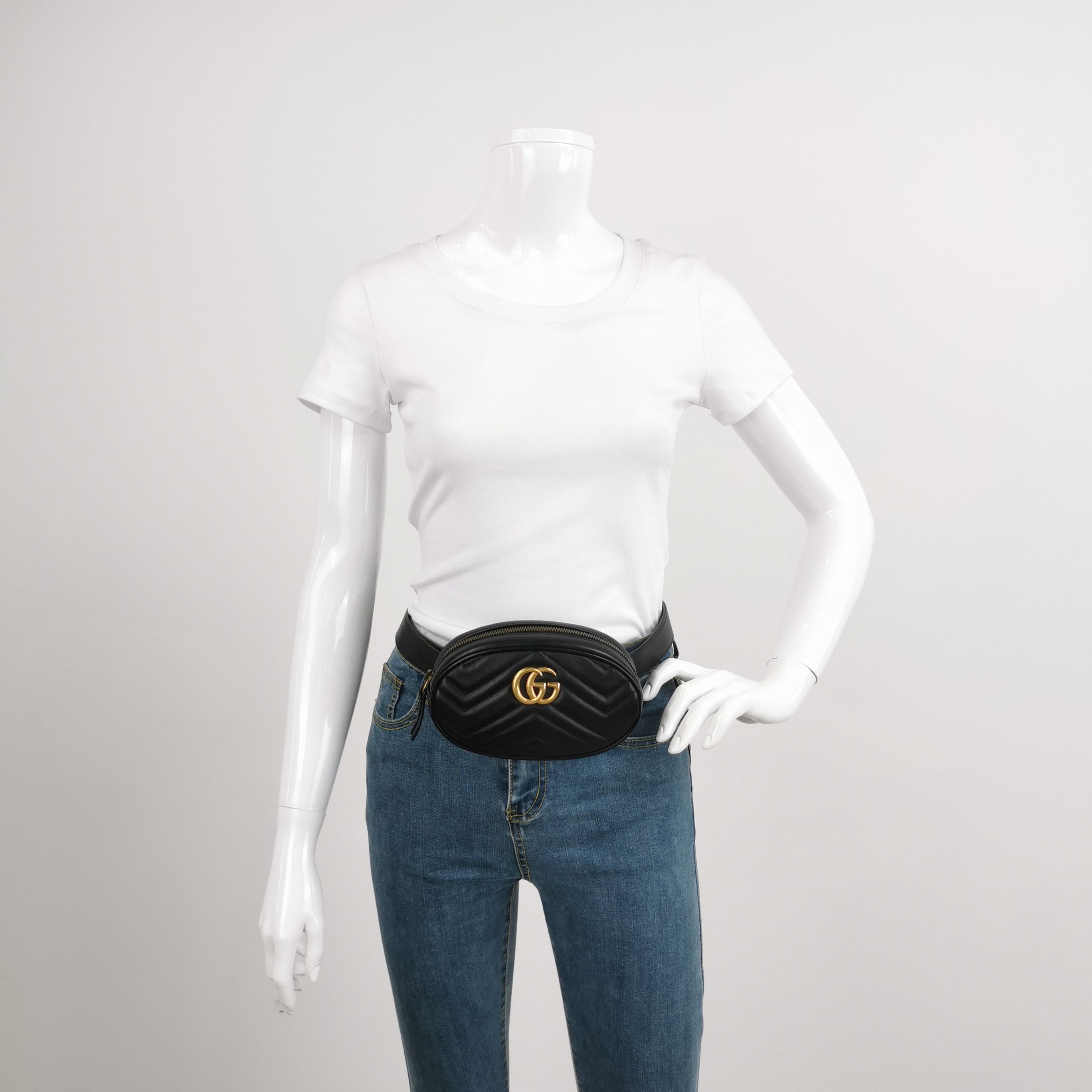 Gucci Gucci GG Marmont Black Leather Belt Bag Size ONE SIZE - 2 Thumbnail