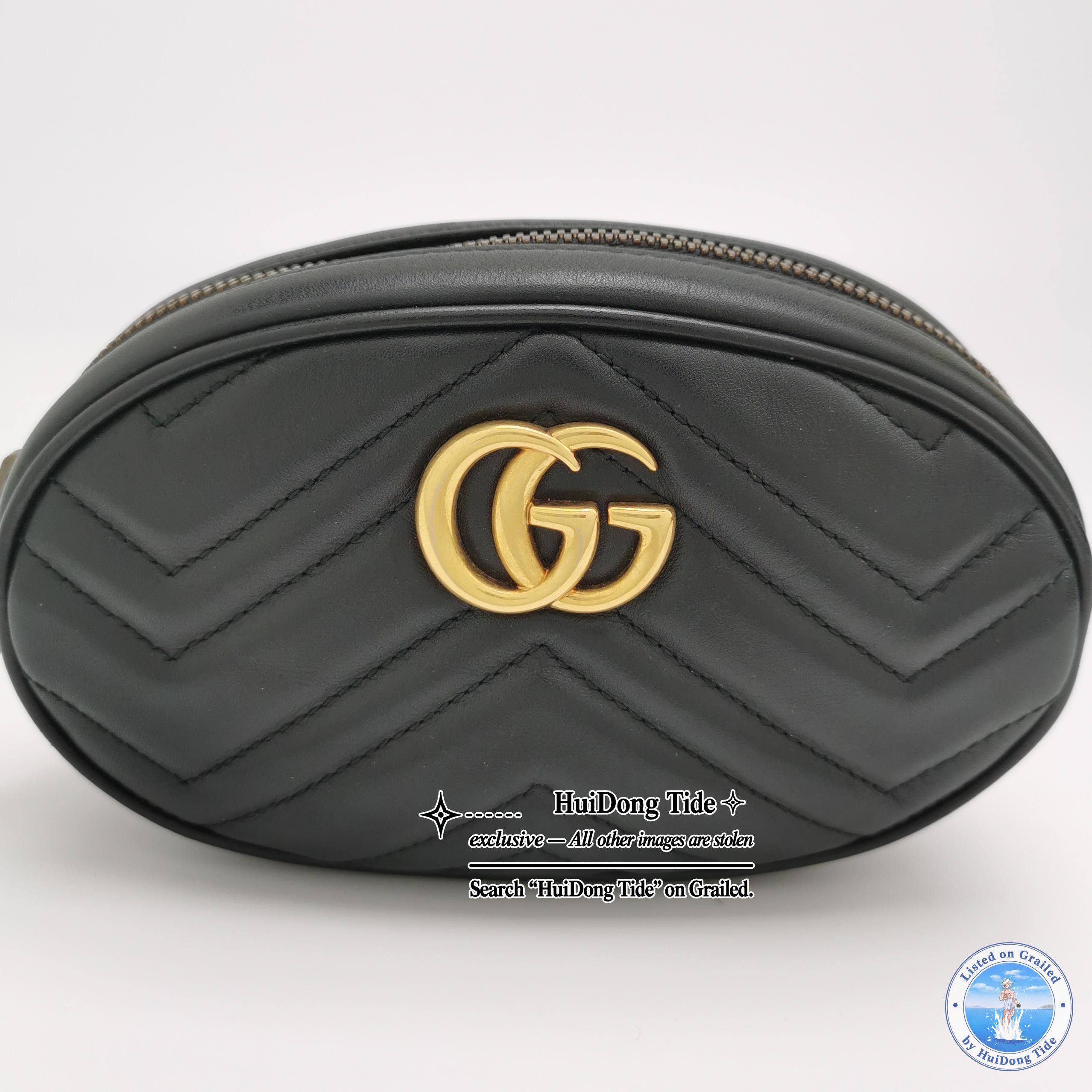 Gucci Gucci GG Marmont Black Leather Belt Bag Size ONE SIZE - 8 Thumbnail