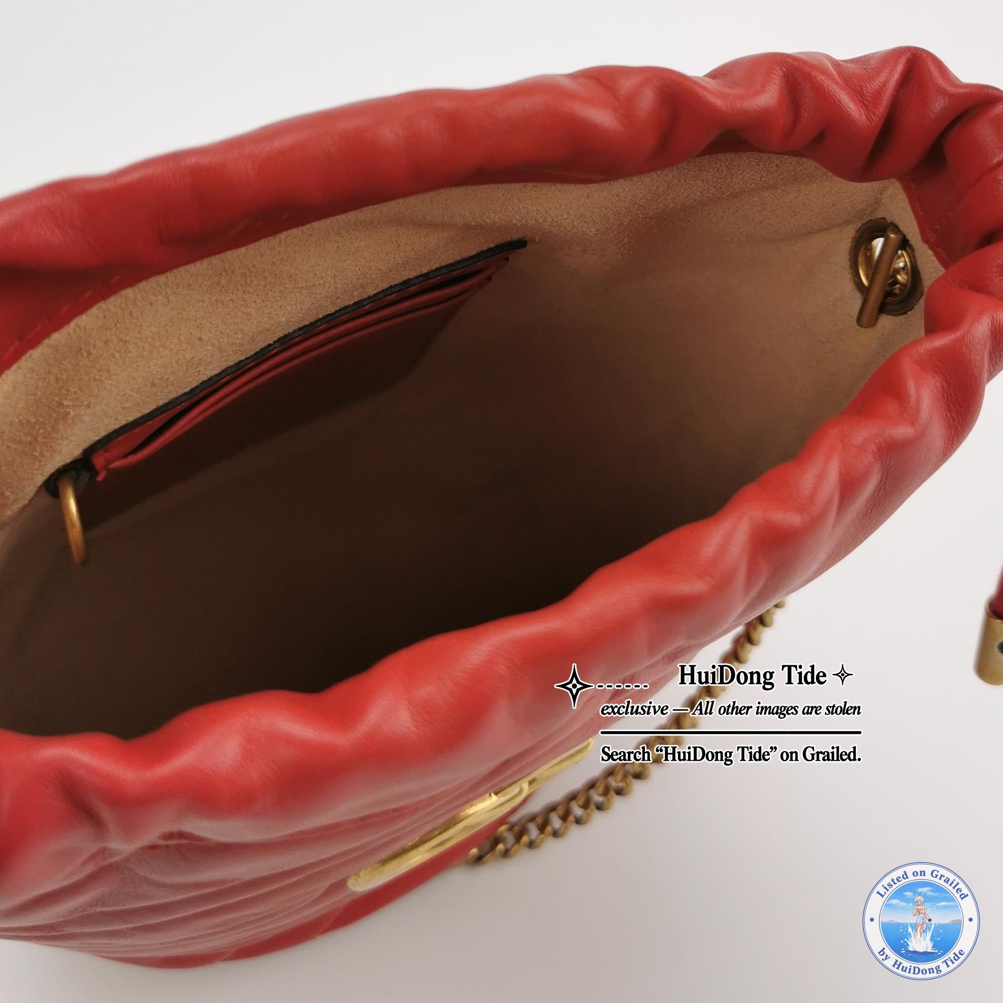 Gucci Gucci Red Leather Marmont Mini Bucket Bag Size ONE SIZE - 6 Thumbnail