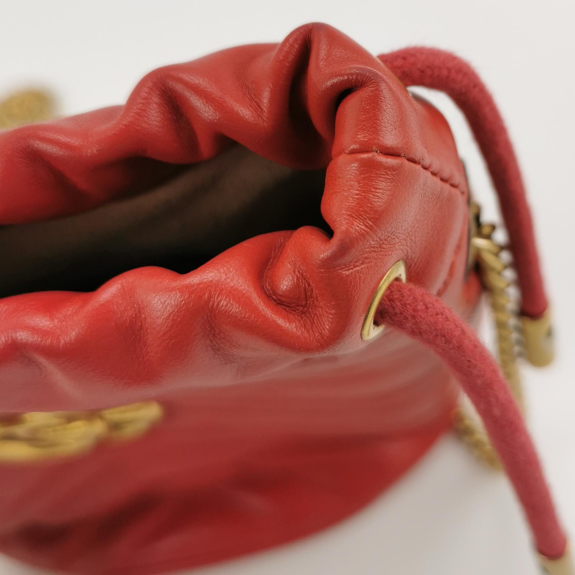 Gucci Gucci Red Leather Marmont Mini Bucket Bag Size ONE SIZE - 10 Thumbnail