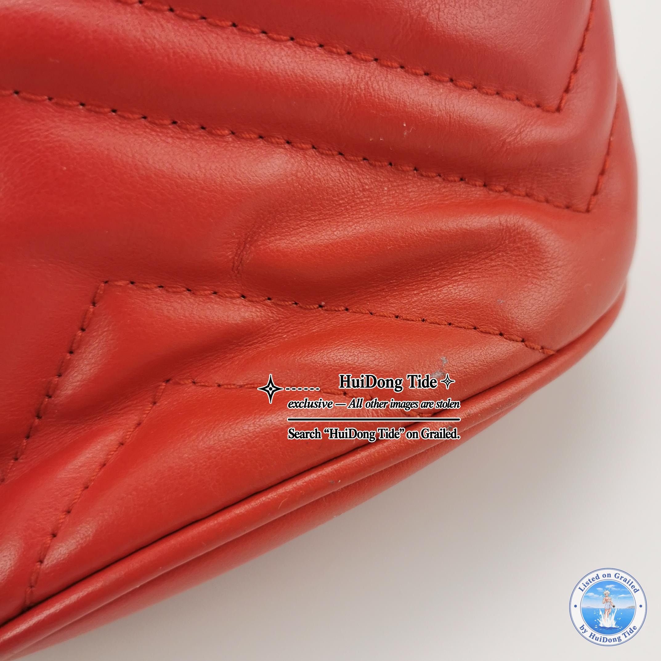Gucci Gucci Red Leather Marmont Mini Bucket Bag Size ONE SIZE - 8 Thumbnail