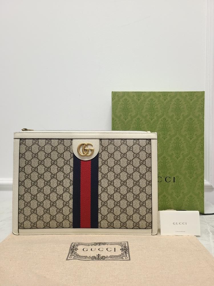 Gucci GG Supreme White Ophidia Portfolio Clutch Bag Size ONE SIZE - 7 Thumbnail