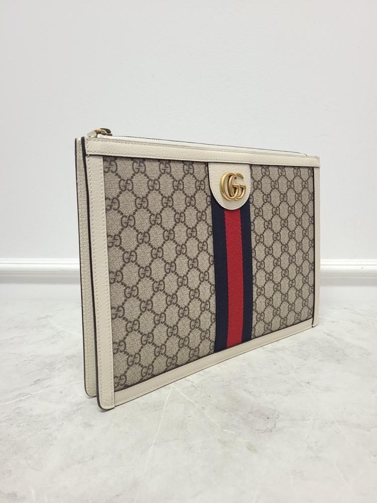 Gucci GG Supreme White Ophidia Portfolio Clutch Bag Size ONE SIZE - 3 Thumbnail