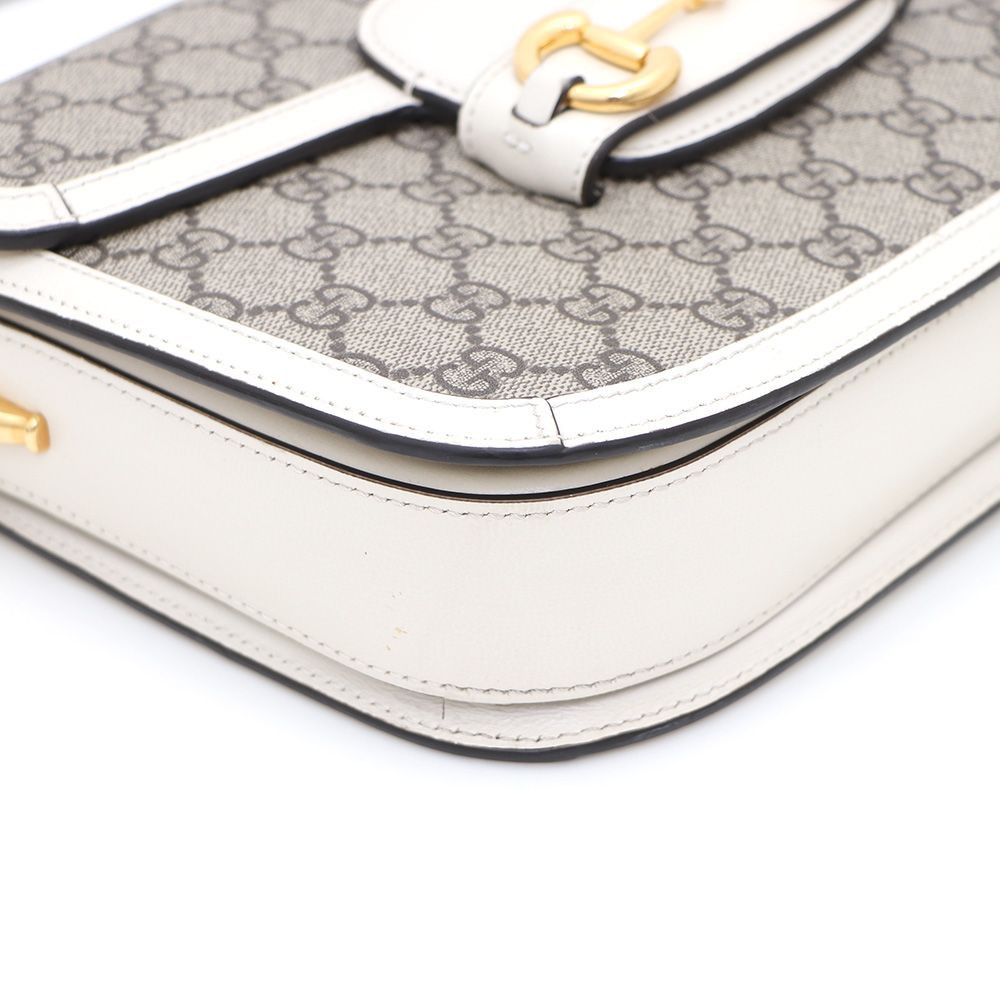 Gucci White GG Supreme Canvas Horsebit Shoulder Bag Size ONE SIZE - 7 Thumbnail