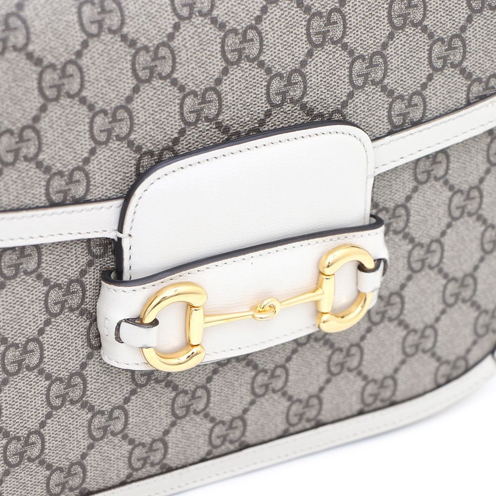 Gucci White GG Supreme Canvas Horsebit Shoulder Bag Size ONE SIZE - 6 Thumbnail