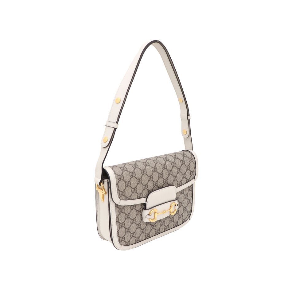 Gucci White GG Supreme Canvas Horsebit Shoulder Bag Size ONE SIZE - 2 Thumbnail