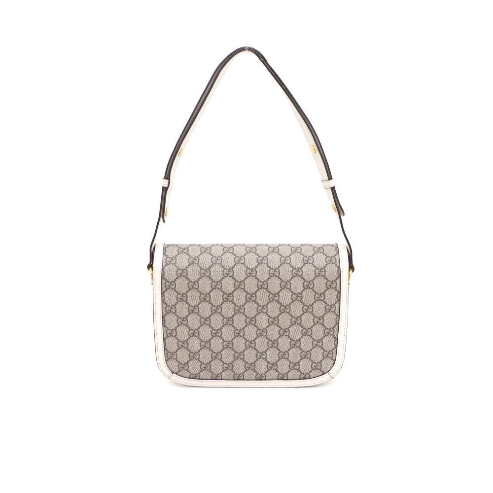Gucci White GG Supreme Canvas Horsebit Shoulder Bag Size ONE SIZE - 4 Thumbnail