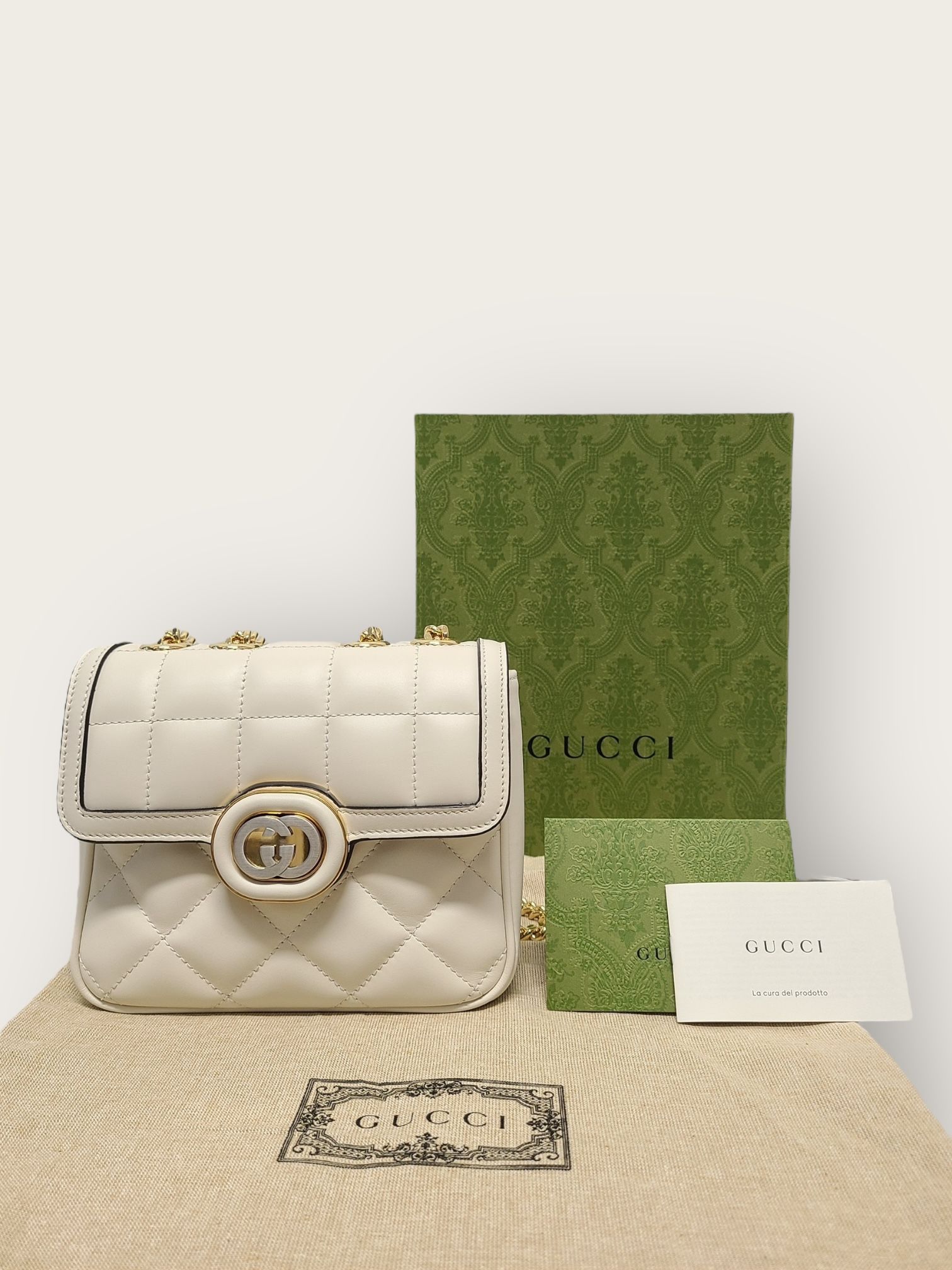 Gucci White Quilted Leather Interlocking Decor Mini Shoulder Bag Size ONE SIZE - 8 Thumbnail