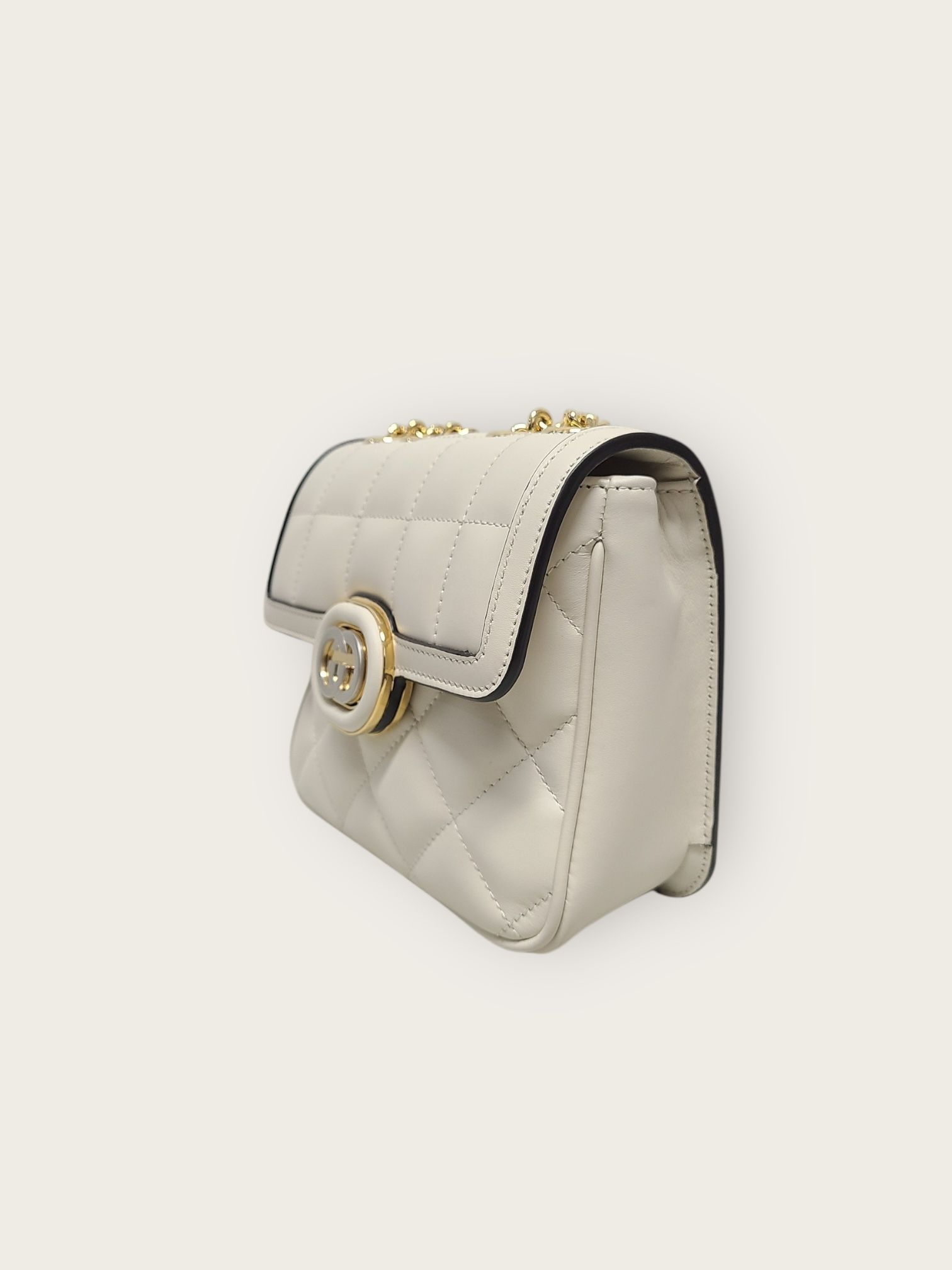 Gucci White Quilted Leather Interlocking Decor Mini Shoulder Bag Size ONE SIZE - 3 Thumbnail
