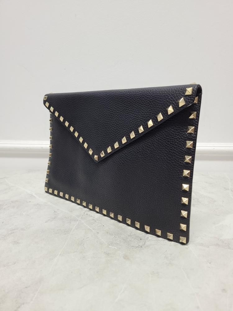 Valentino Black Leather Rockstud Envelope Clutch Size ONE SIZE - 2 Thumbnail