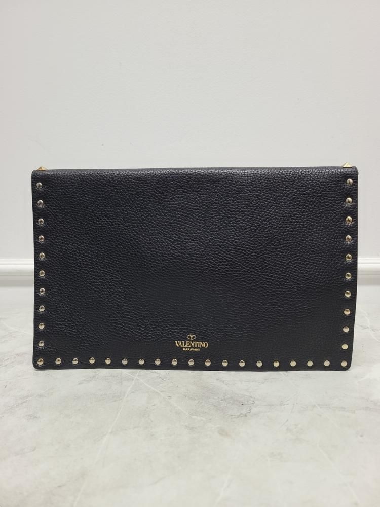 Valentino Black Leather Rockstud Envelope Clutch Size ONE SIZE - 5 Thumbnail