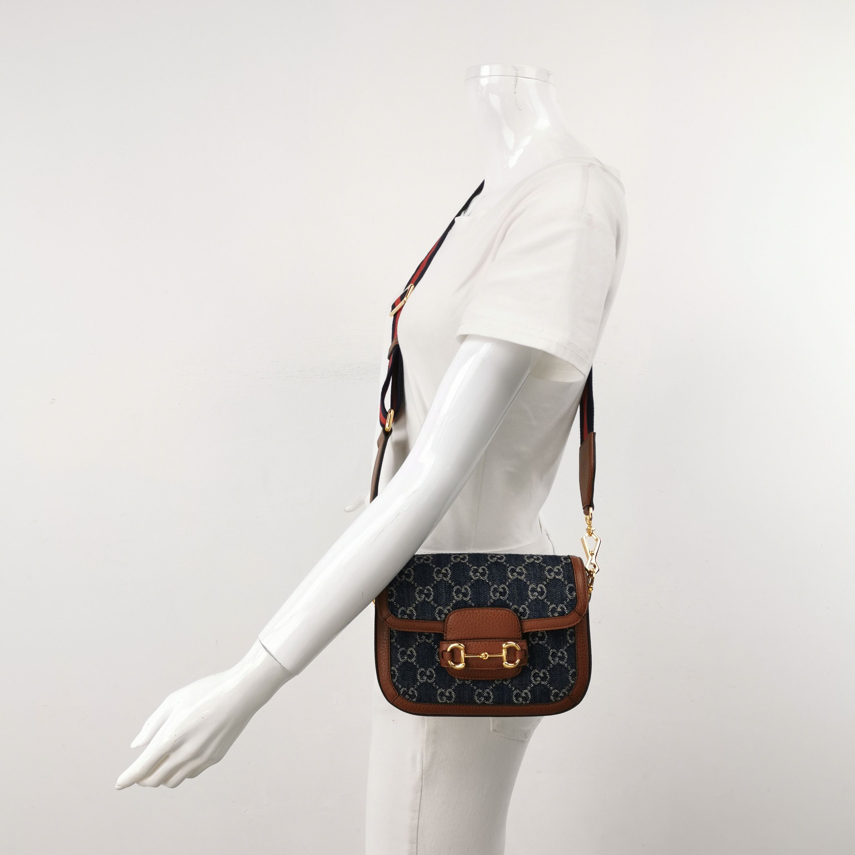 Gucci Gucci 1955 Horsebit Denim GG Shoulder Bag Size ONE SIZE - 2 Thumbnail