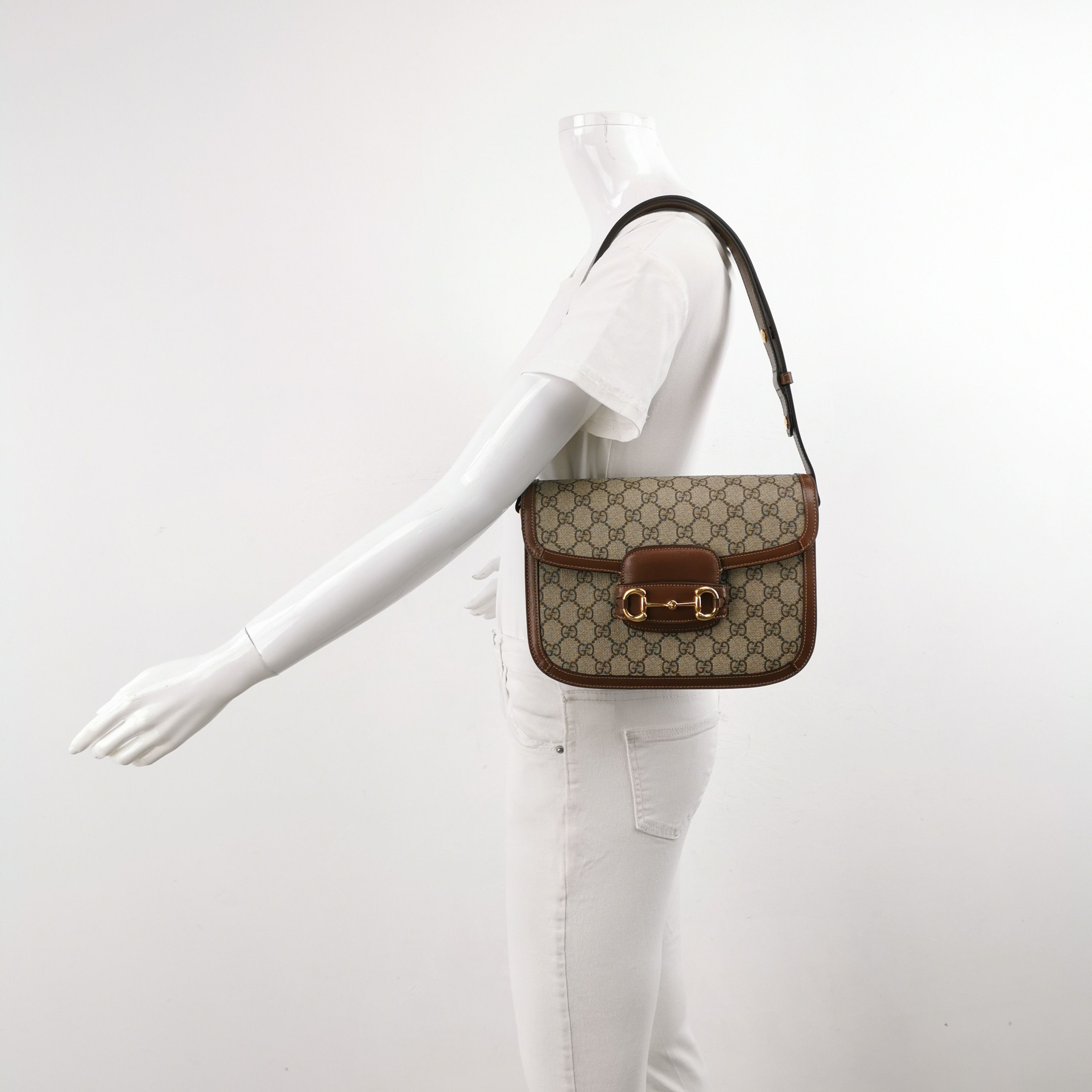 Gucci Gucci 1955 GG Supreme Horsebit Shoulder Bag ONE SIZE Size ONE SIZE - 2 Thumbnail