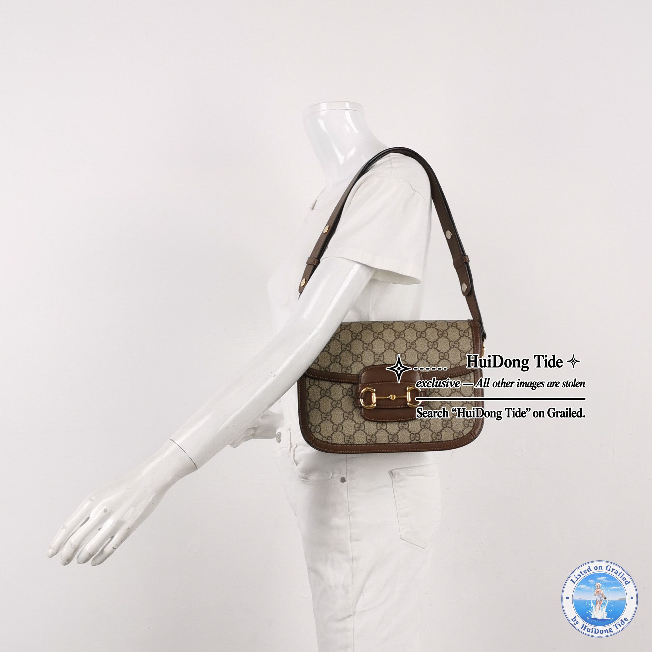 Gucci Gucci 1955 GG Supreme Horsebit Shoulder Bag ONE SIZE Size ONE SIZE - 2 Thumbnail