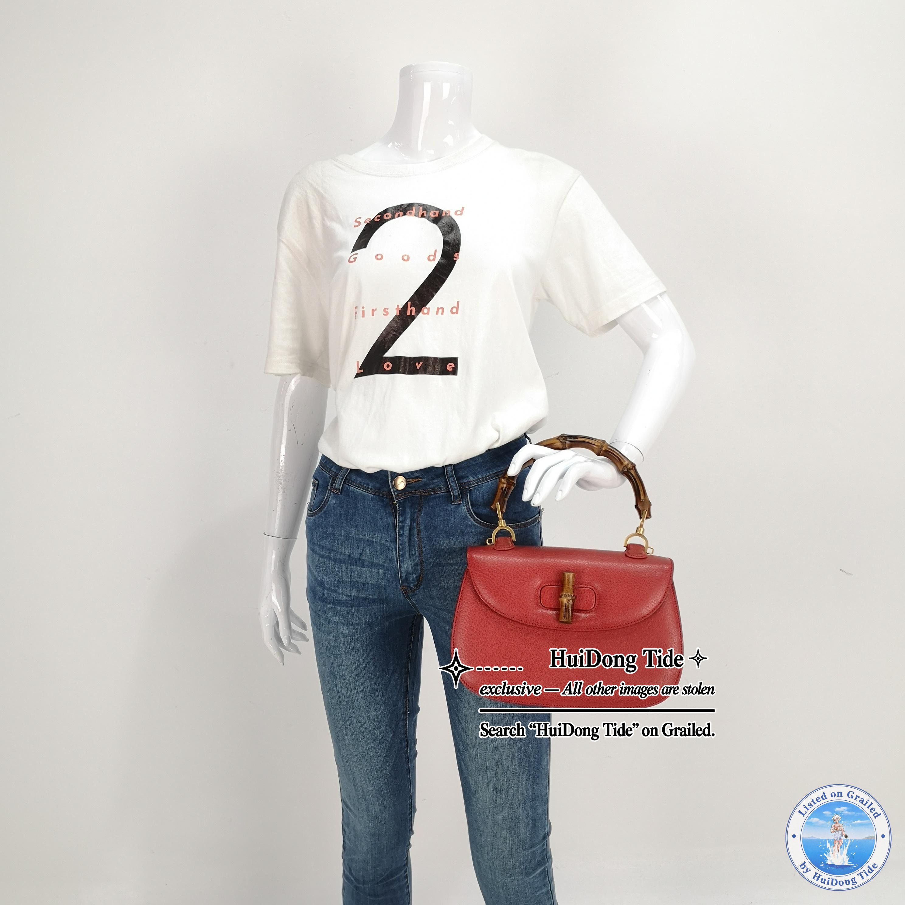Gucci Gucci Red Leather Bamboo Handle Bag Size ONE SIZE - 2 Thumbnail