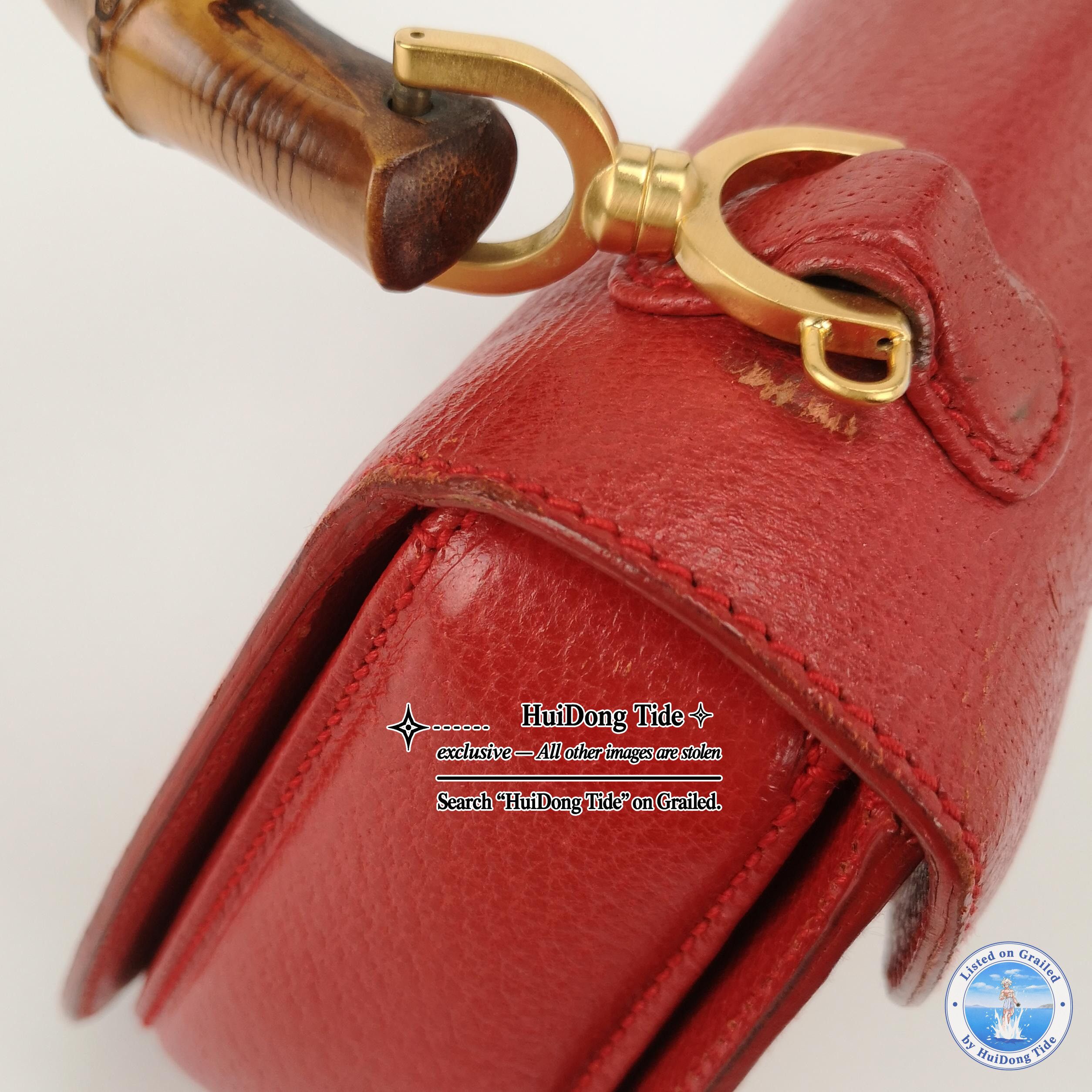 Gucci Gucci Red Leather Bamboo Handle Bag Size ONE SIZE - 15 Thumbnail