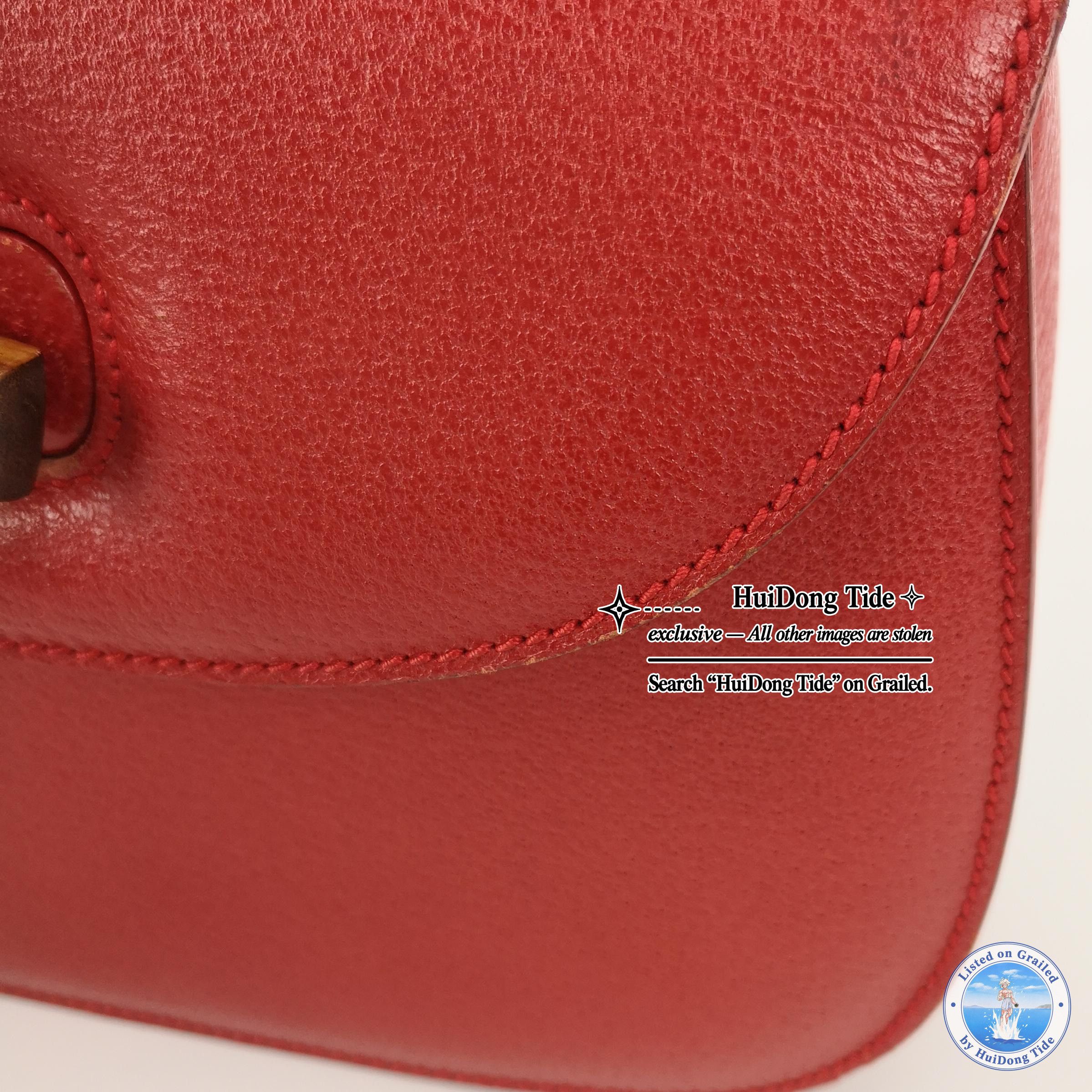 Gucci Gucci Red Leather Bamboo Handle Bag Size ONE SIZE - 16 Thumbnail
