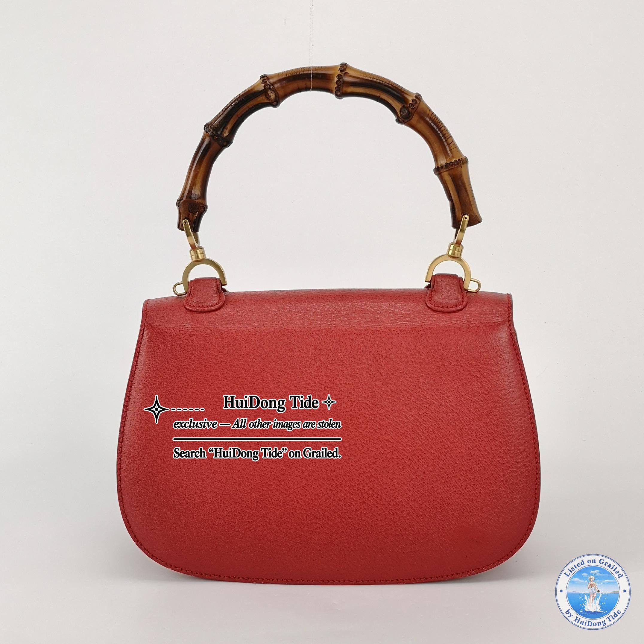 Gucci Gucci Red Leather Bamboo Handle Bag Size ONE SIZE - 4 Thumbnail