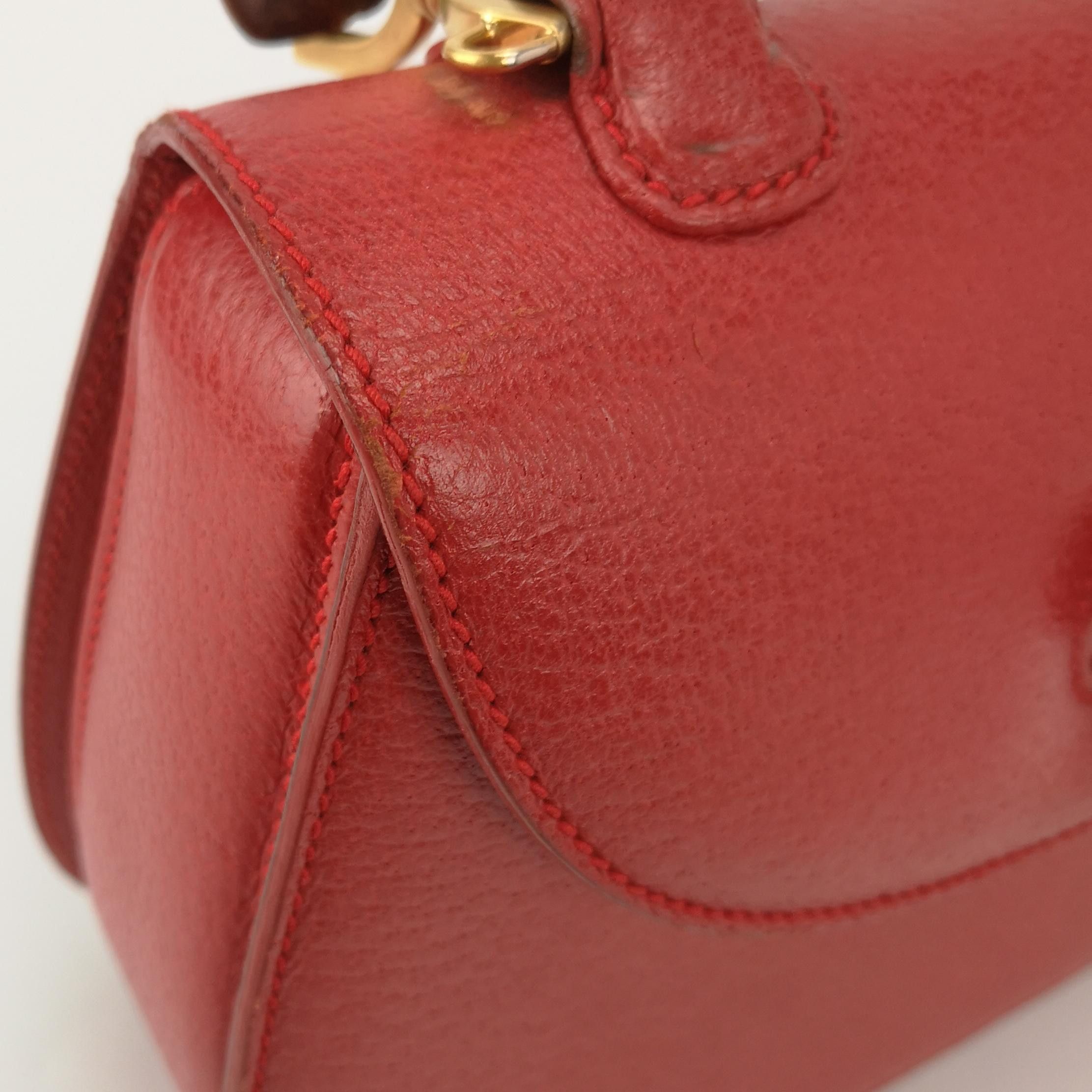 Gucci Gucci Red Leather Bamboo Handle Bag Size ONE SIZE - 14 Thumbnail