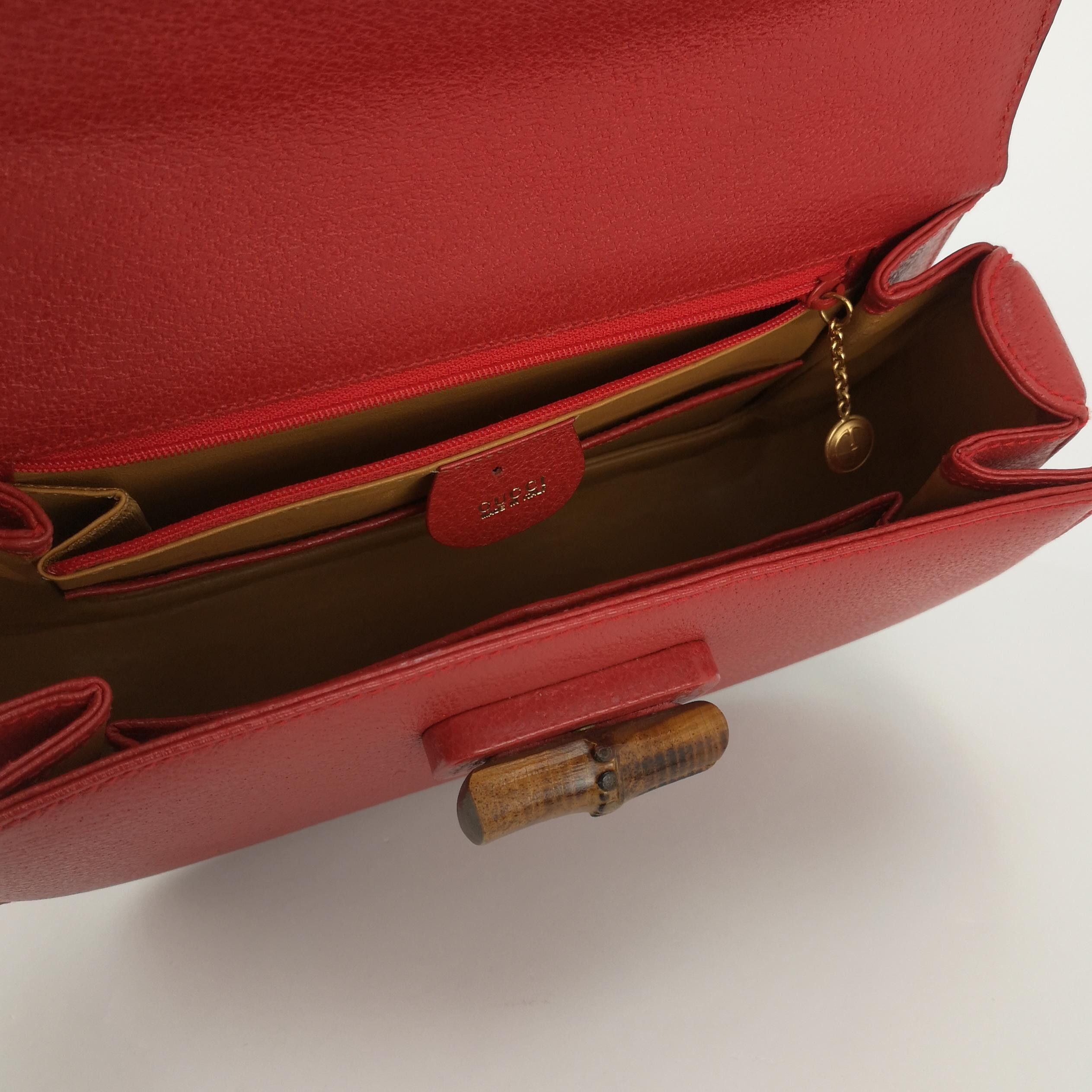 Gucci Gucci Red Leather Bamboo Handle Bag Size ONE SIZE - 6 Thumbnail
