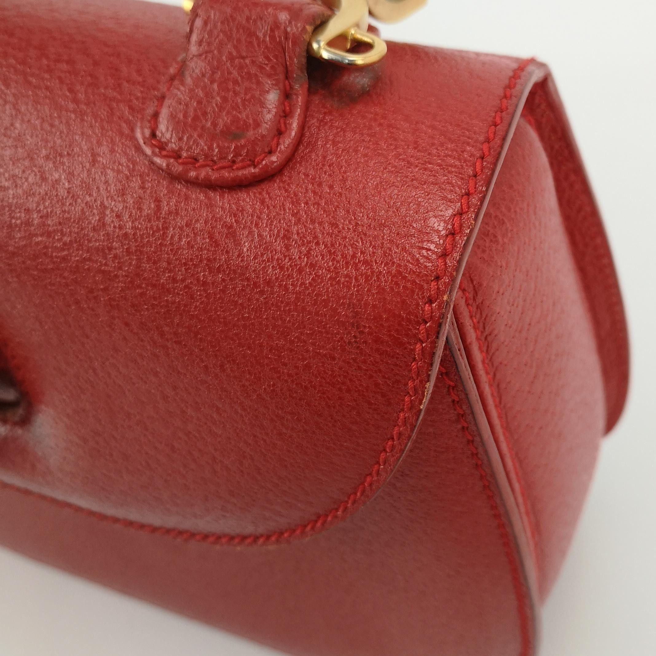 Gucci Gucci Red Leather Bamboo Handle Bag Size ONE SIZE - 17 Thumbnail