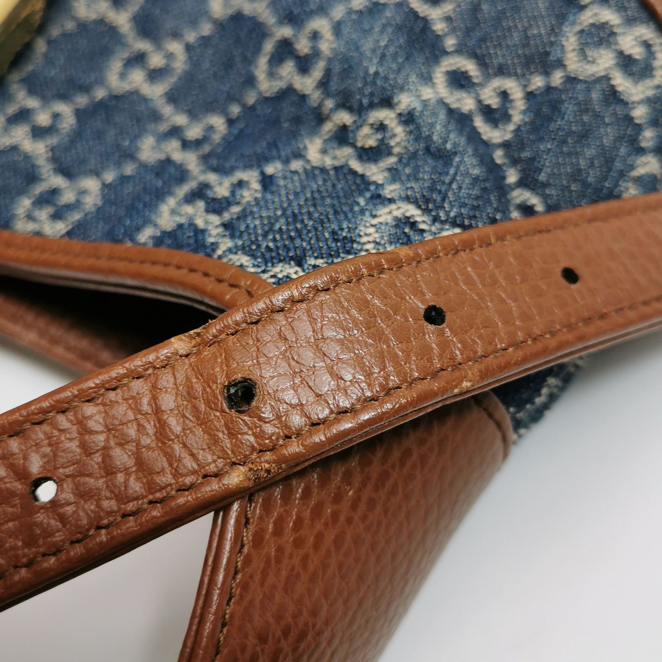 Gucci Gucci Jackie 1961 Denim Leather Shoulder Bag Size ONE SIZE - 12 Thumbnail