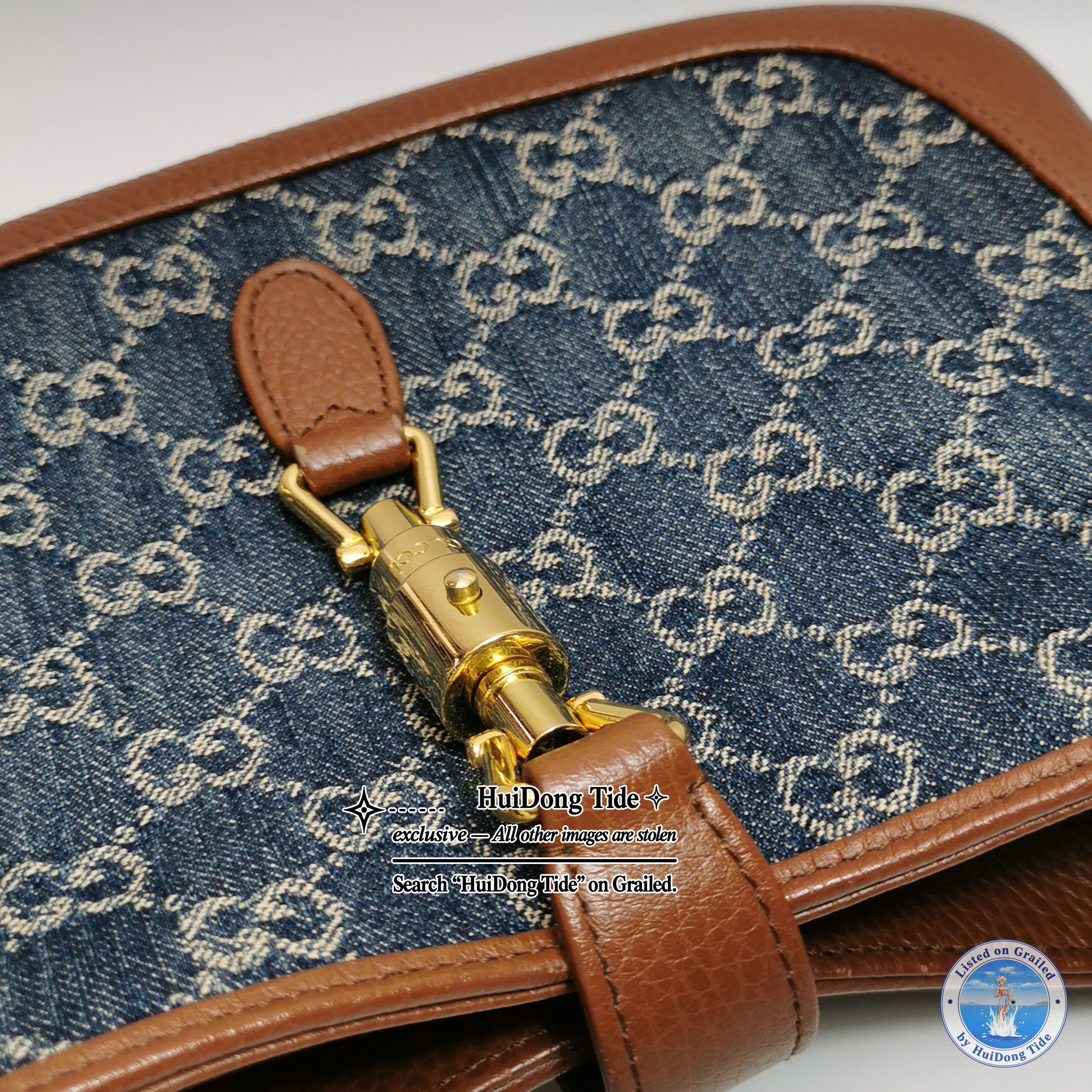 Gucci Gucci Jackie 1961 Denim Leather Shoulder Bag Size ONE SIZE - 13 Thumbnail