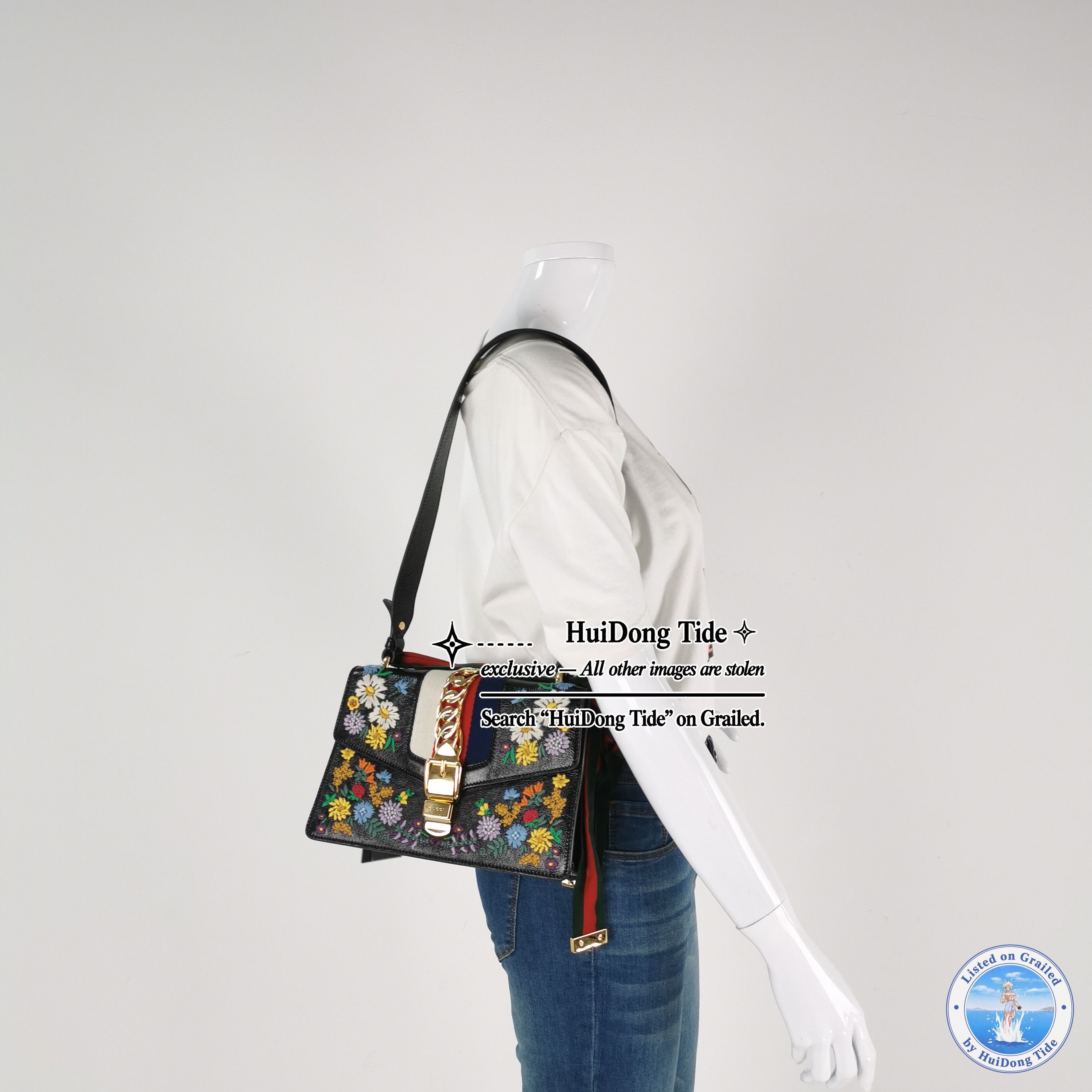 Gucci Gucci Sylvie Floral Embroidery Shoulder Bag Size ONE SIZE - 2 Thumbnail