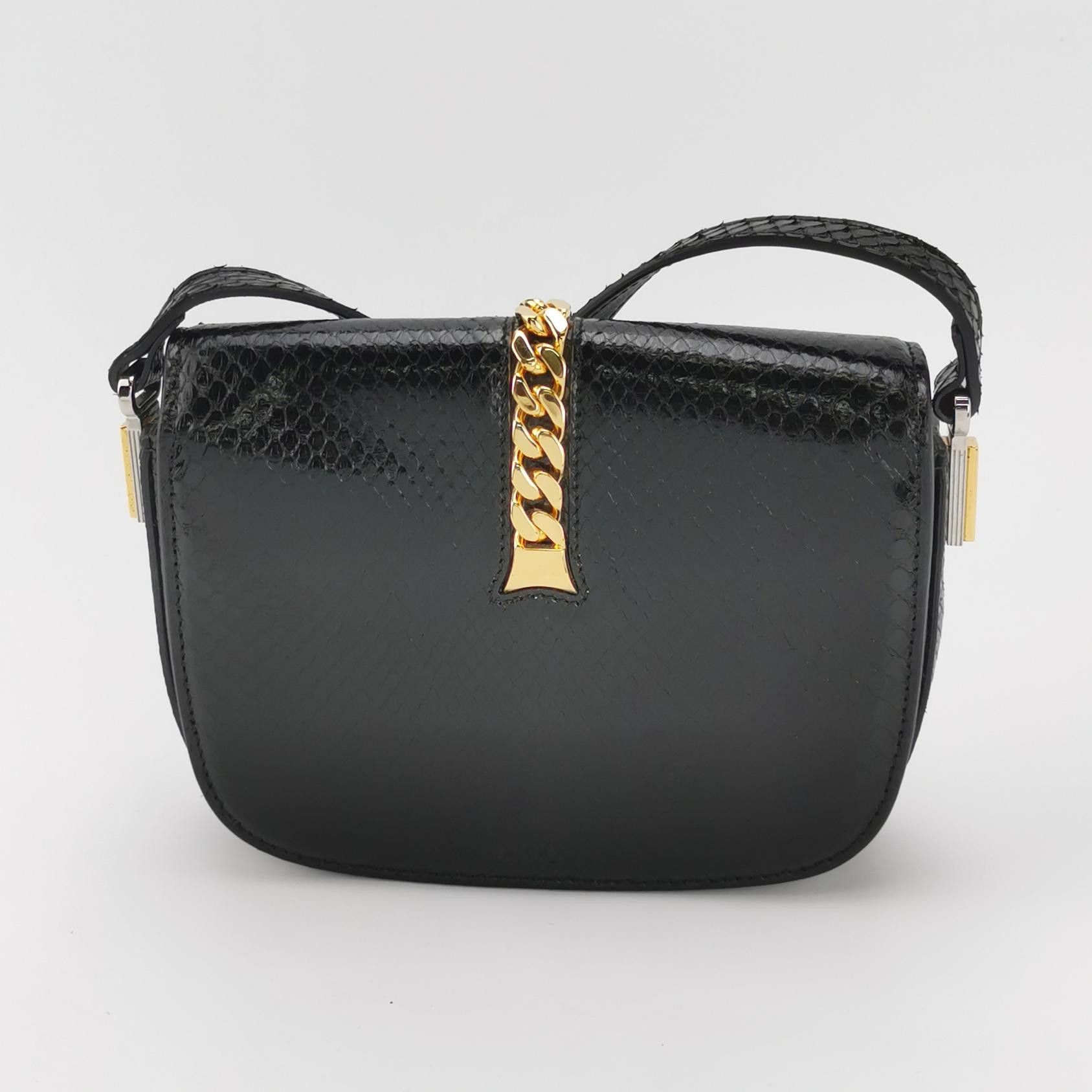 Gucci Gucci Sylvie Black Snake Leather Shoulder Bag ONE SIZE Size ONE SIZE - 5 Thumbnail