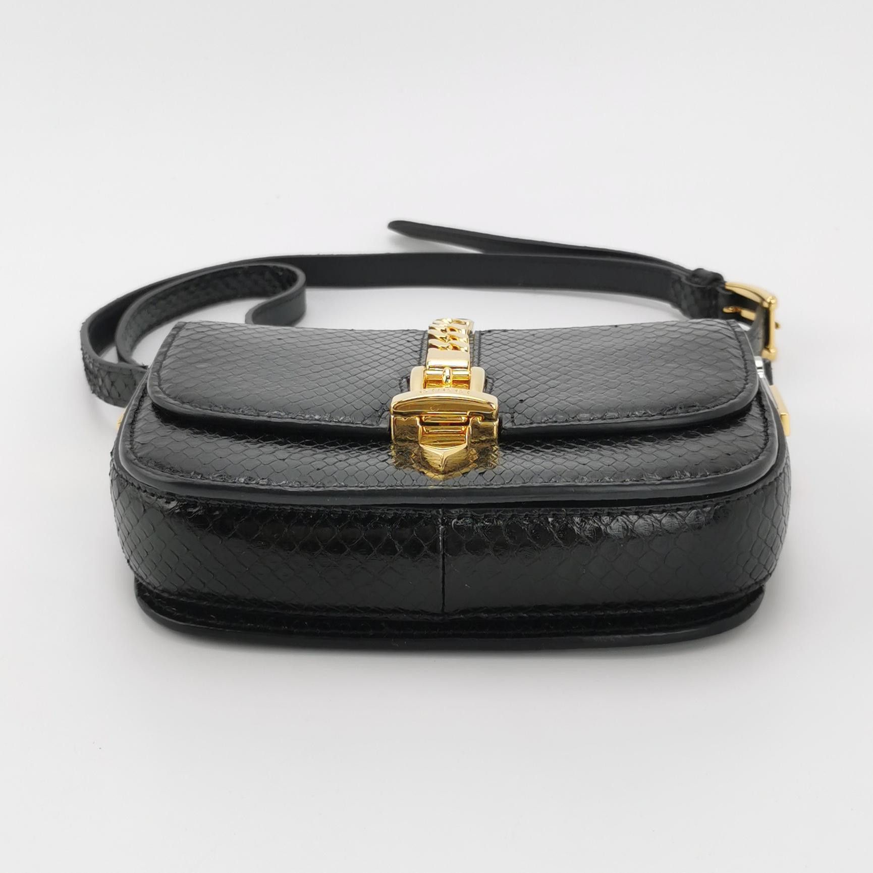 Gucci Gucci Sylvie Black Snake Leather Shoulder Bag ONE SIZE Size ONE SIZE - 6 Thumbnail