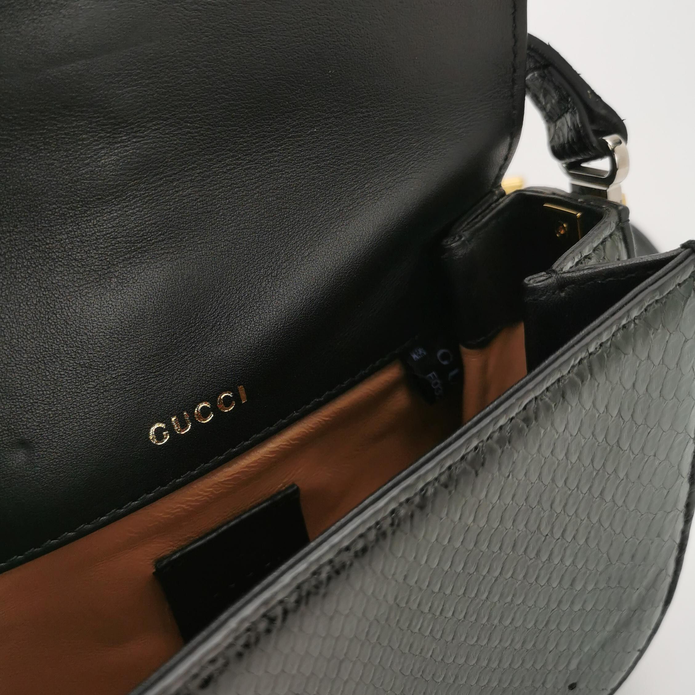 Gucci Gucci Sylvie Black Snake Leather Shoulder Bag ONE SIZE Size ONE SIZE - 8 Thumbnail