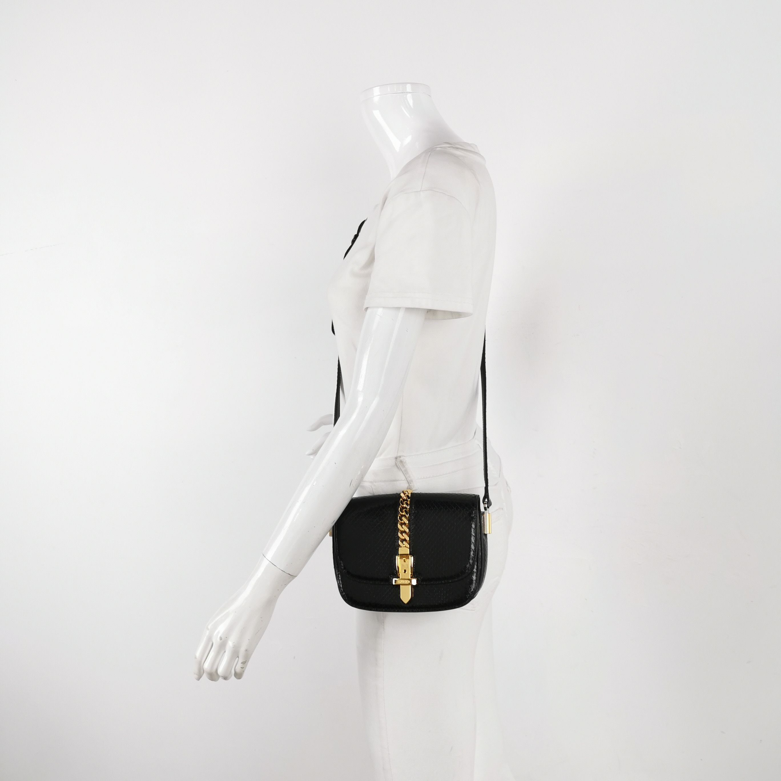 Gucci Gucci Sylvie Black Snake Leather Shoulder Bag ONE SIZE Size ONE SIZE - 2 Thumbnail
