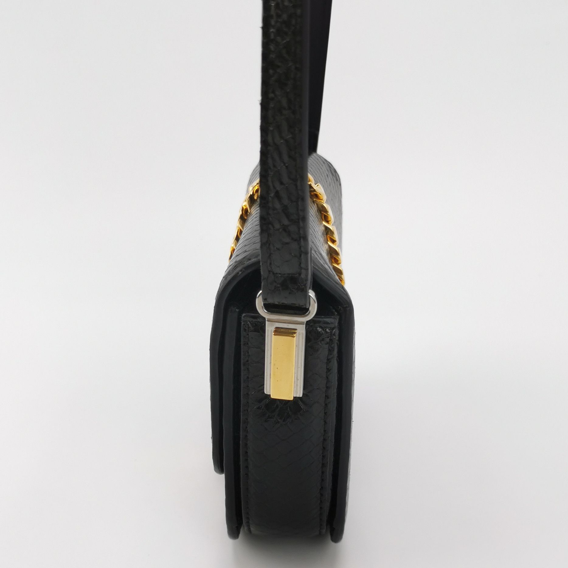 Gucci Gucci Sylvie Black Snake Leather Shoulder Bag ONE SIZE Size ONE SIZE - 3 Thumbnail