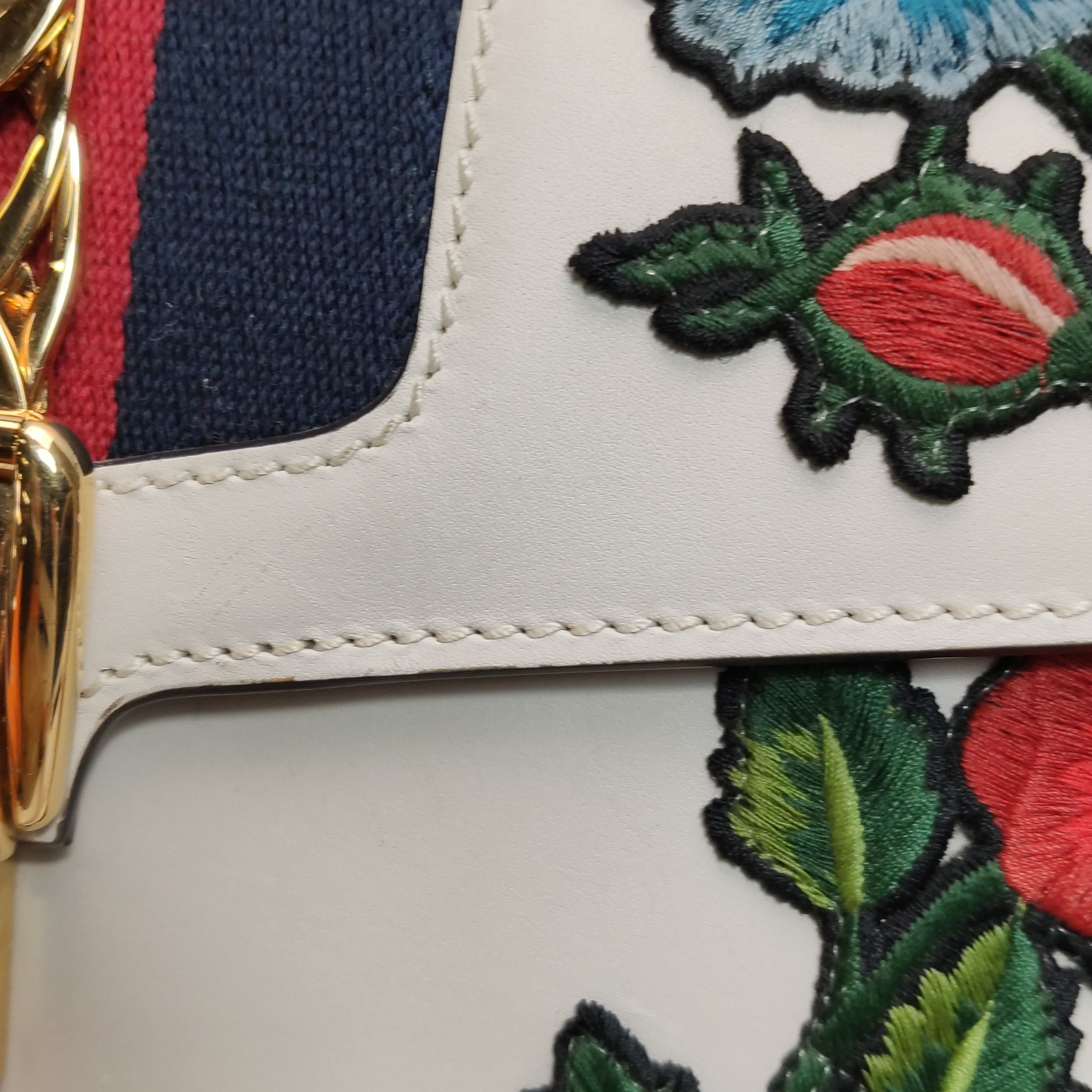 Gucci Gucci Sylvie Embroidered Floral Leather Handle Bag Size ONE SIZE - 12 Thumbnail