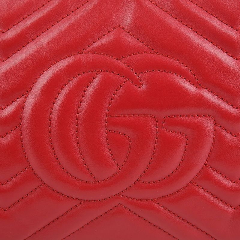 Gucci Small Red Matelassé Leather GG Marmont Shoulder and Crossbod Size ONE SIZE - 4 Thumbnail