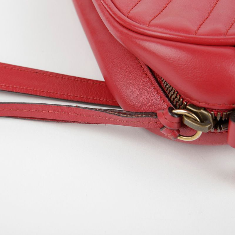 Gucci Small Red Matelassé Leather GG Marmont Shoulder and Crossbod Size ONE SIZE - 15 Thumbnail