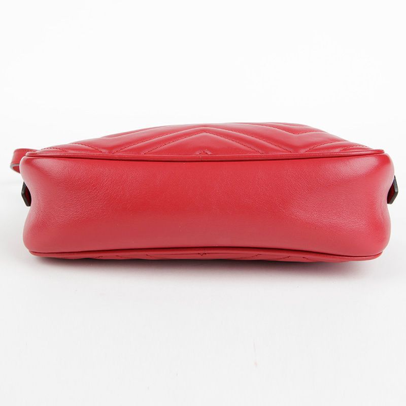 Gucci Small Red Matelassé Leather GG Marmont Shoulder and Crossbod Size ONE SIZE - 11 Thumbnail